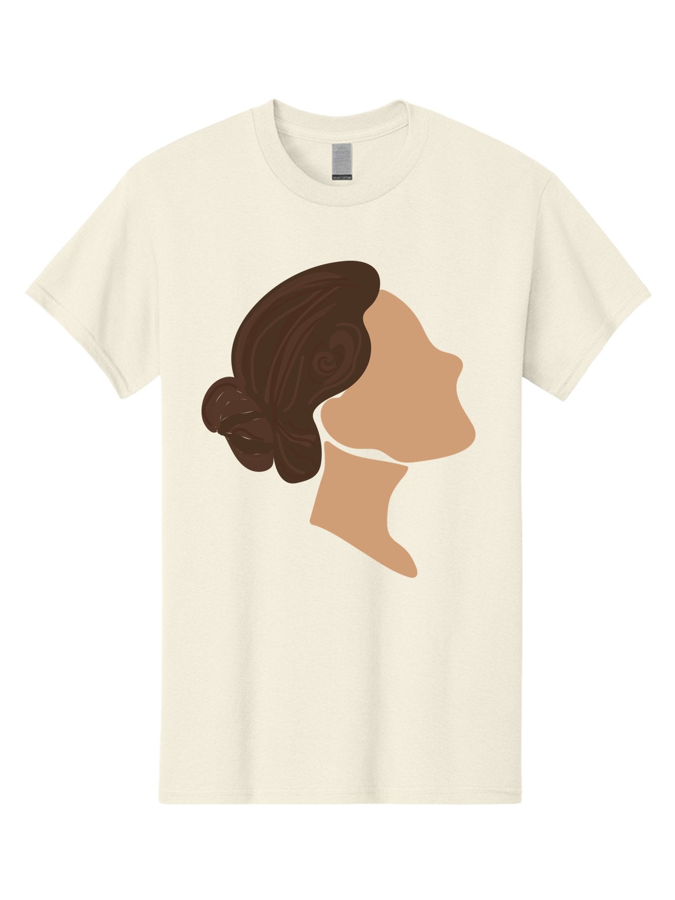 Woman-S-Profile Men'S Graphic Tee, 100% Cotton, Comfortable Casual Summer Wear, Machine Washable, Woman'S Silhouette, Profile View, Brunette Hair, Elegant Hairstyle, Simple Design, Minimalist Art, Female Figure Aae066
