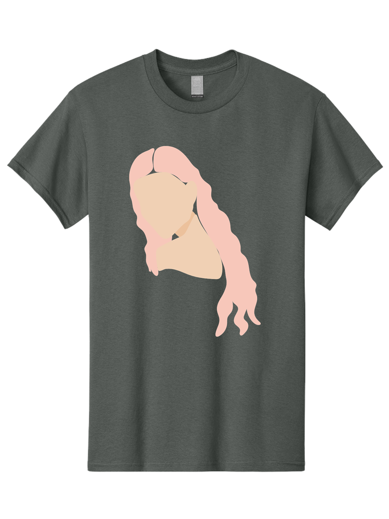 Woman-Silhouette Men'S Graphic Tee, 100% Cotton, Comfortable Casual Summer Wear, Machine Washable, Woman Portrait, Pink Silhouette, Wavy Hair, Minimalist Design, Modern Art, Portrait Illustration, Soft Pink Tones, Simple Shapes Aae067 5