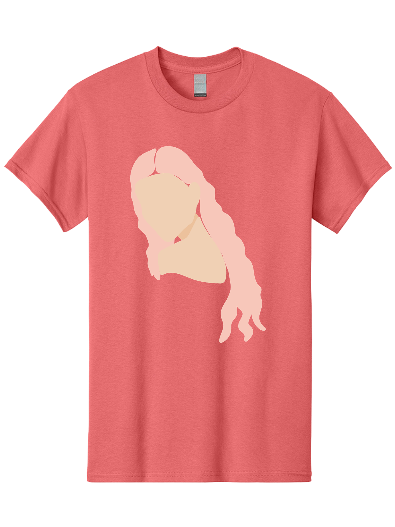 Woman-Silhouette Men'S Graphic Tee, 100% Cotton, Comfortable Casual Summer Wear, Machine Washable, Woman Portrait, Pink Silhouette, Wavy Hair, Minimalist Design, Modern Art, Portrait Illustration, Soft Pink Tones, Simple Shapes Aae067 27