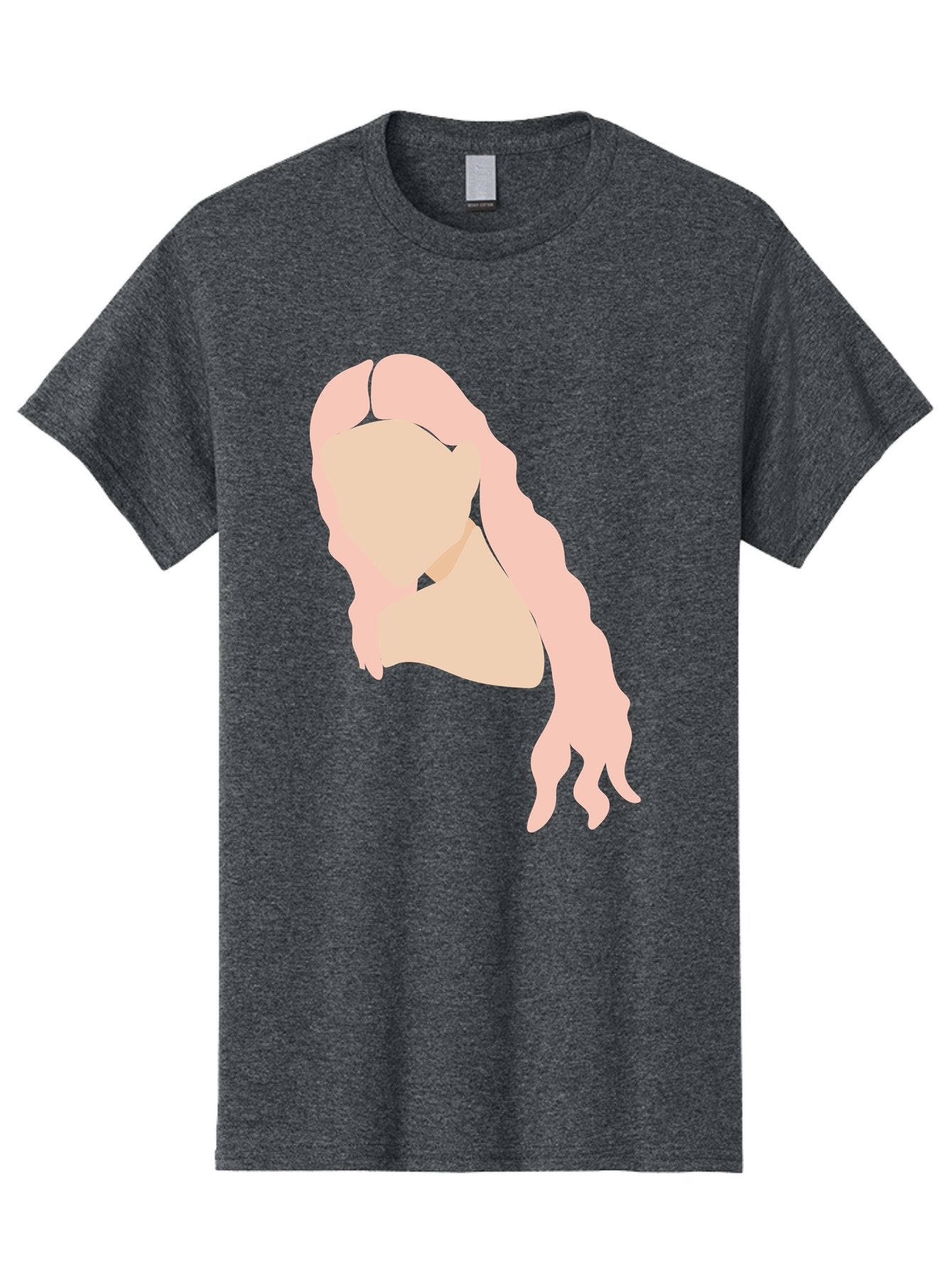 Woman-Silhouette Men'S Graphic Tee, 100% Cotton, Comfortable Casual Summer Wear, Machine Washable, Woman Portrait, Pink Silhouette, Wavy Hair, Minimalist Design, Modern Art, Portrait Illustration, Soft Pink Tones, Simple Shapes Aae067 13