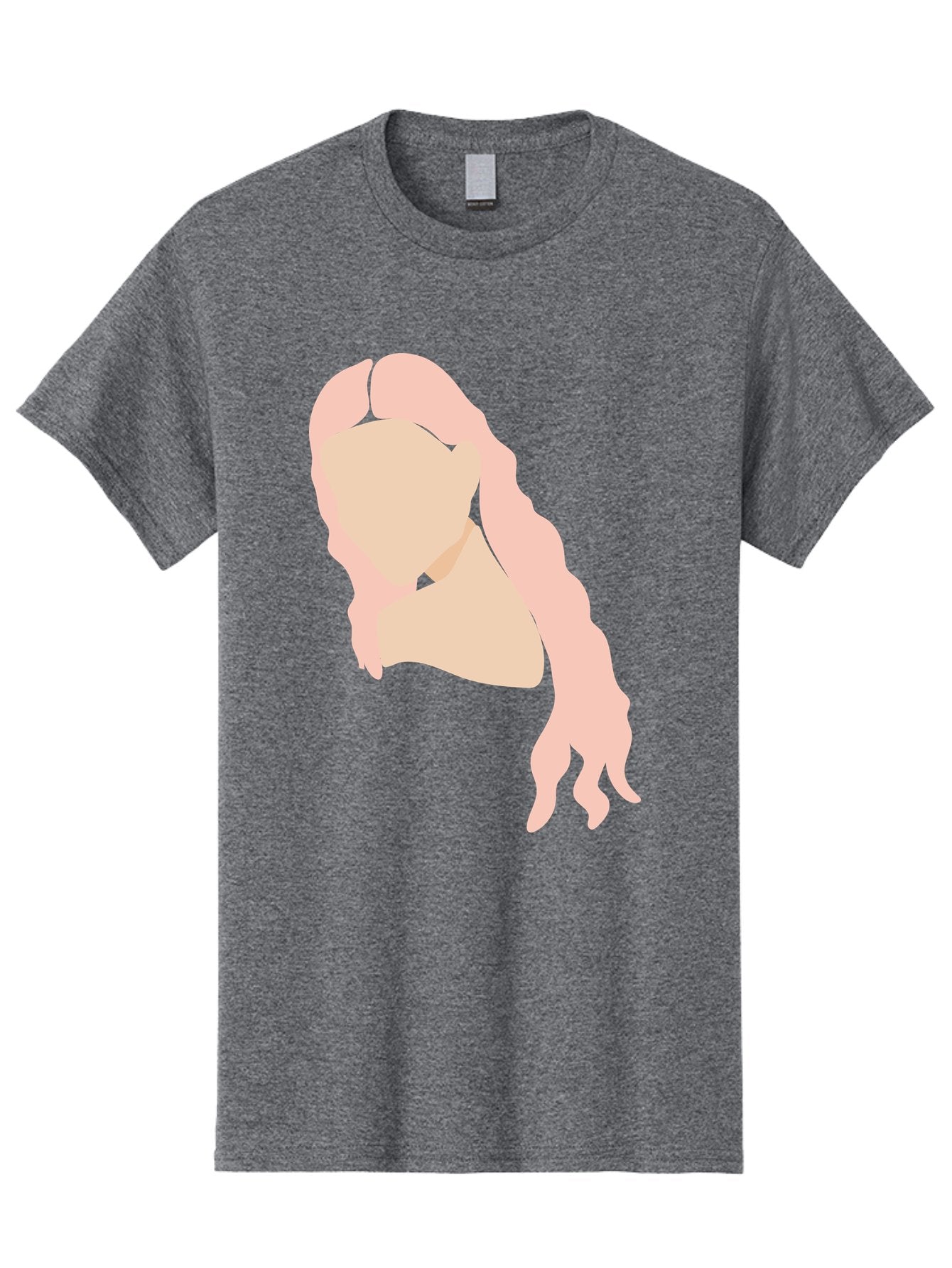Woman-Silhouette Men'S Graphic Tee, 100% Cotton, Comfortable Casual Summer Wear, Machine Washable, Woman Portrait, Pink Silhouette, Wavy Hair, Minimalist Design, Modern Art, Portrait Illustration, Soft Pink Tones, Simple Shapes Aae067 5