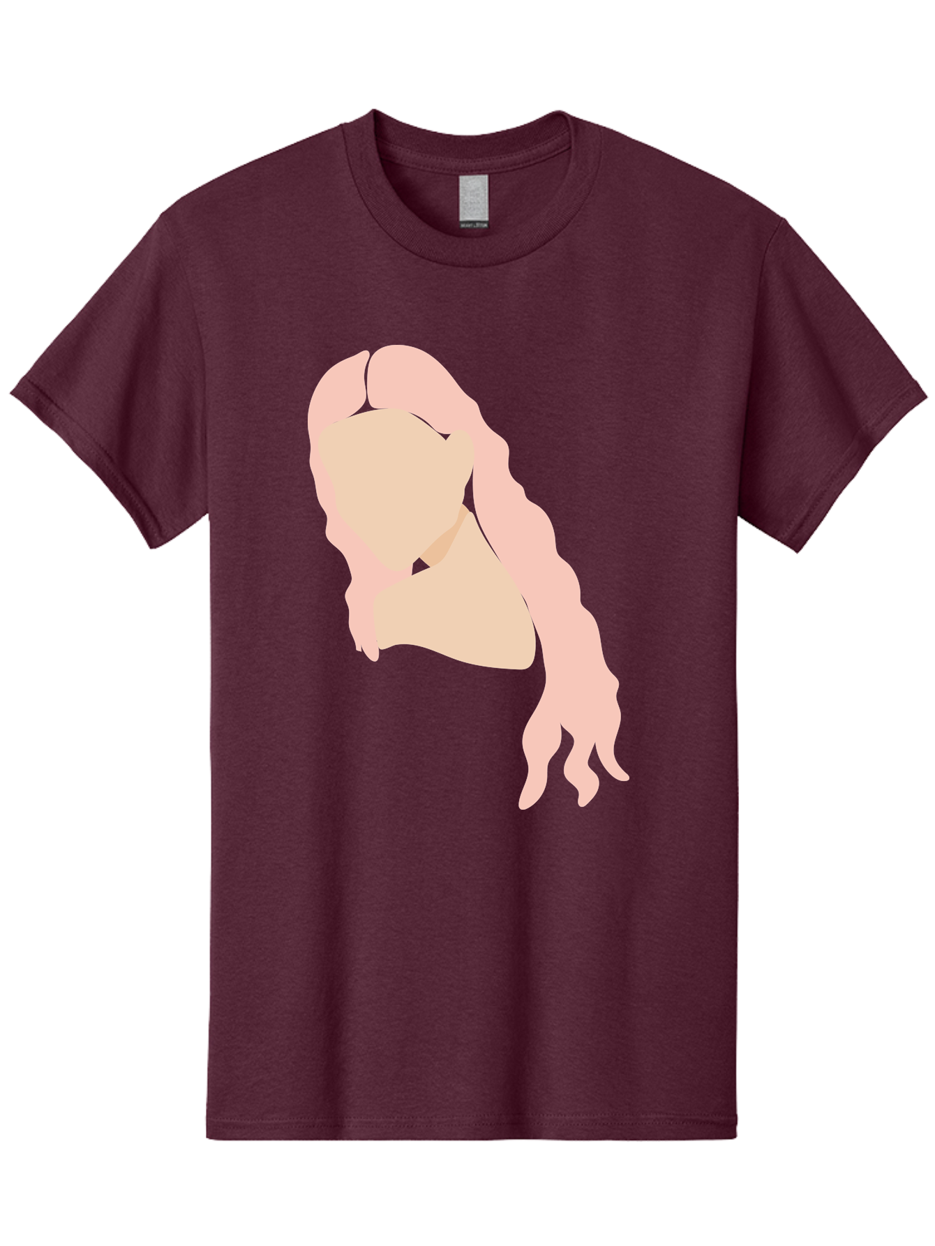 Woman-Silhouette Men'S Graphic Tee, 100% Cotton, Comfortable Casual Summer Wear, Machine Washable, Woman Portrait, Pink Silhouette, Wavy Hair, Minimalist Design, Modern Art, Portrait Illustration, Soft Pink Tones, Simple Shapes Aae067 11