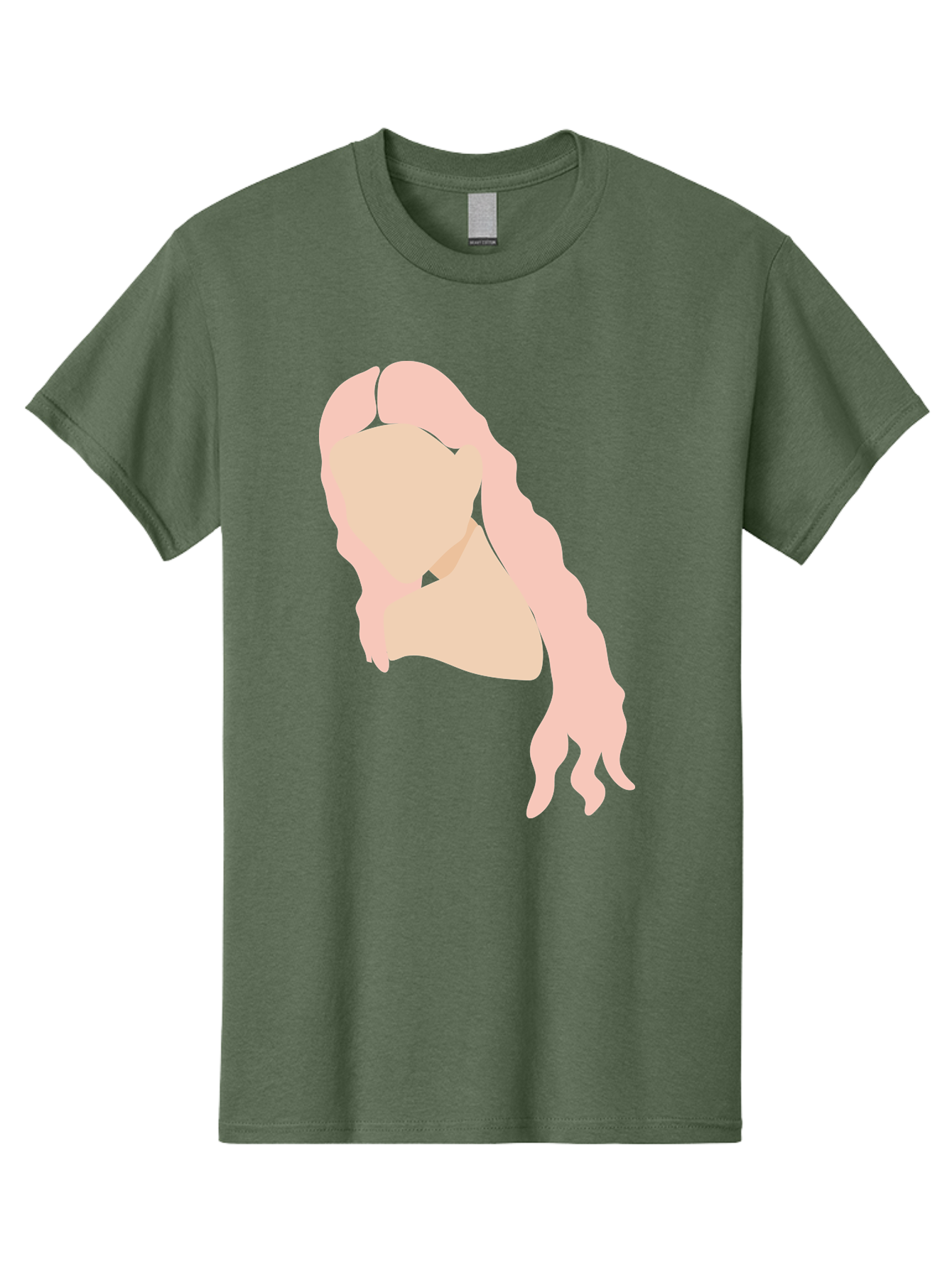 Woman-Silhouette Men'S Graphic Tee, 100% Cotton, Comfortable Casual Summer Wear, Machine Washable, Woman Portrait, Pink Silhouette, Wavy Hair, Minimalist Design, Modern Art, Portrait Illustration, Soft Pink Tones, Simple Shapes Aae067 17