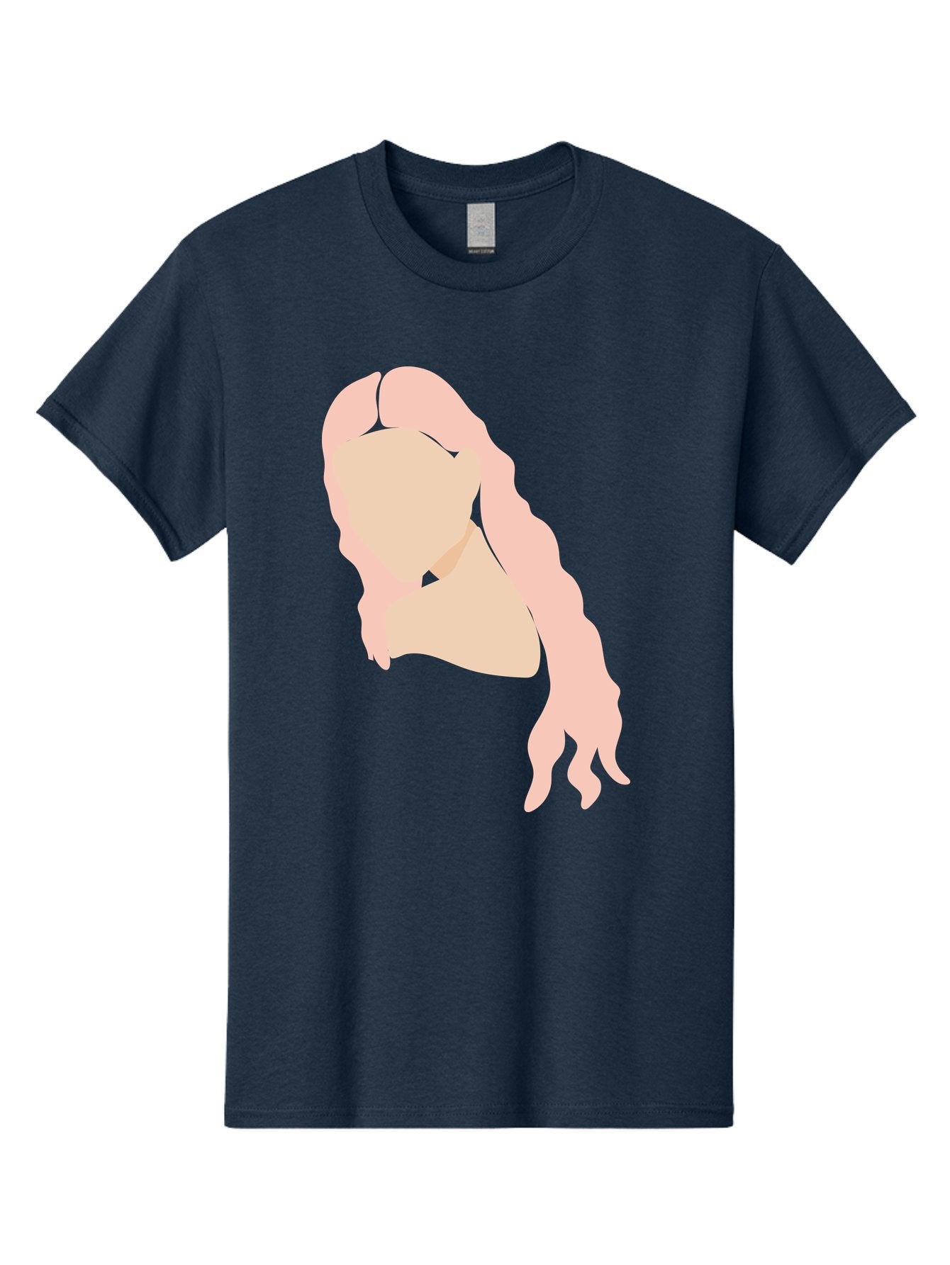 Woman-Silhouette Men'S Graphic Tee, 100% Cotton, Comfortable Casual Summer Wear, Machine Washable, Woman Portrait, Pink Silhouette, Wavy Hair, Minimalist Design, Modern Art, Portrait Illustration, Soft Pink Tones, Simple Shapes Aae067 14