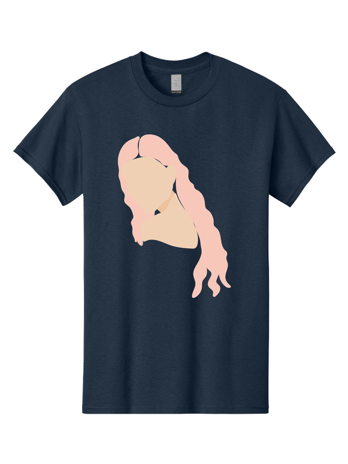 Woman-Silhouette Men'S Graphic Tee, 100% Cotton, Comfortable Casual Summer Wear, Machine Washable, Woman Portrait, Pink Silhouette, Wavy Hair, Minimalist Design, Modern Art, Portrait Illustration, Soft Pink Tones, Simple Shapes Aae067 3
