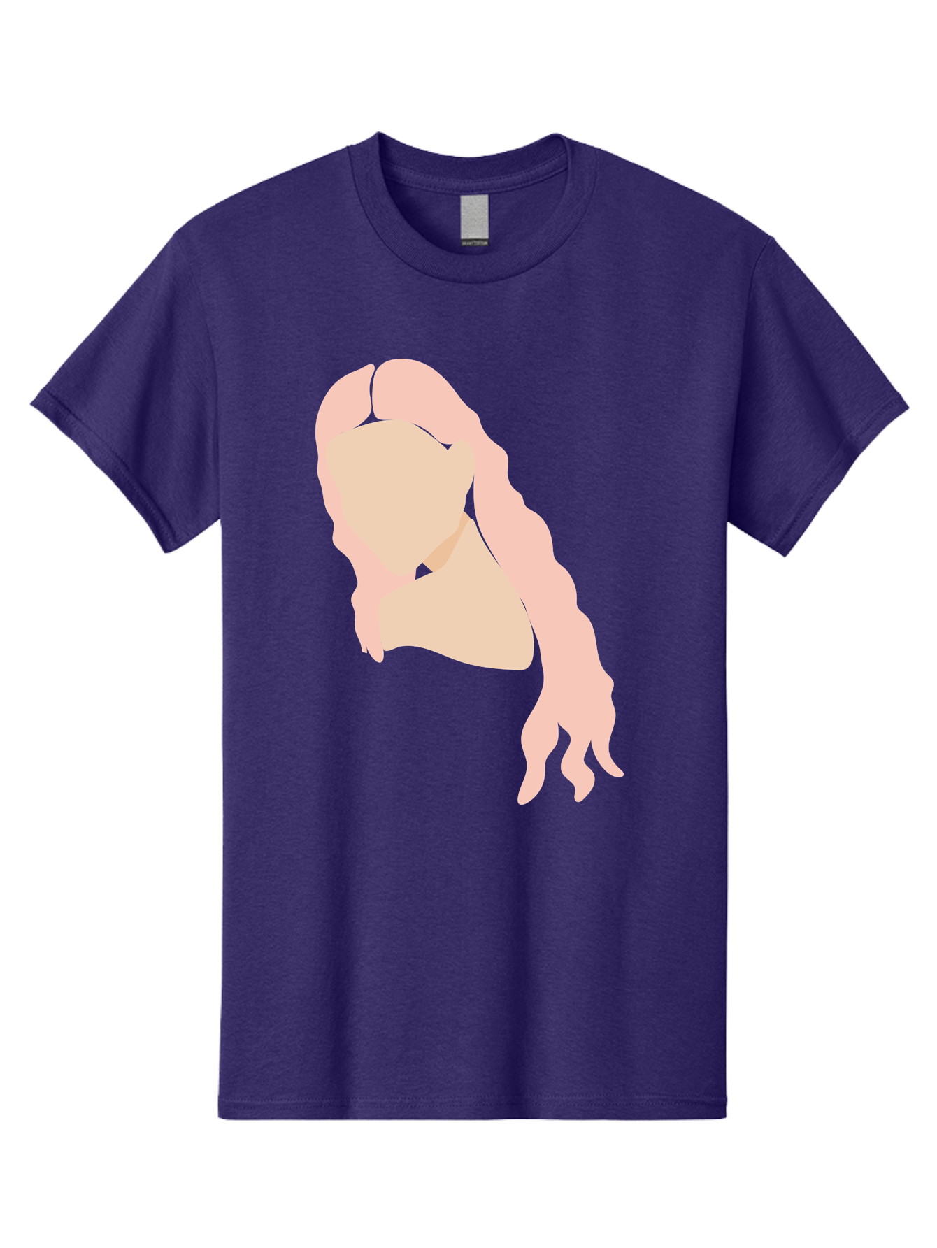 Woman-Silhouette Men'S Graphic Tee, 100% Cotton, Comfortable Casual Summer Wear, Machine Washable, Woman Portrait, Pink Silhouette, Wavy Hair, Minimalist Design, Modern Art, Portrait Illustration, Soft Pink Tones, Simple Shapes Aae067 21