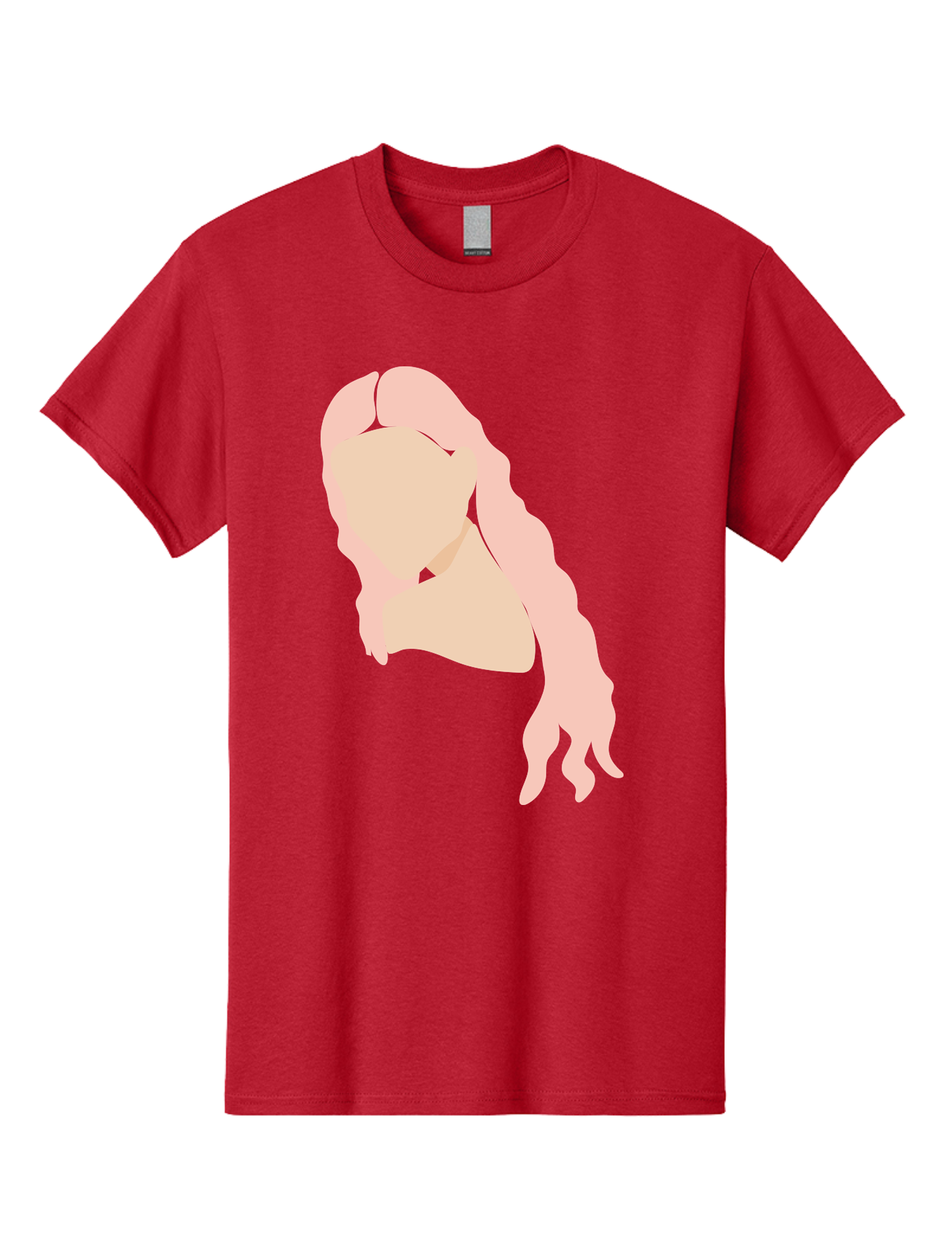 Woman-Silhouette Men'S Graphic Tee, 100% Cotton, Comfortable Casual Summer Wear, Machine Washable, Woman Portrait, Pink Silhouette, Wavy Hair, Minimalist Design, Modern Art, Portrait Illustration, Soft Pink Tones, Simple Shapes Aae067 19
