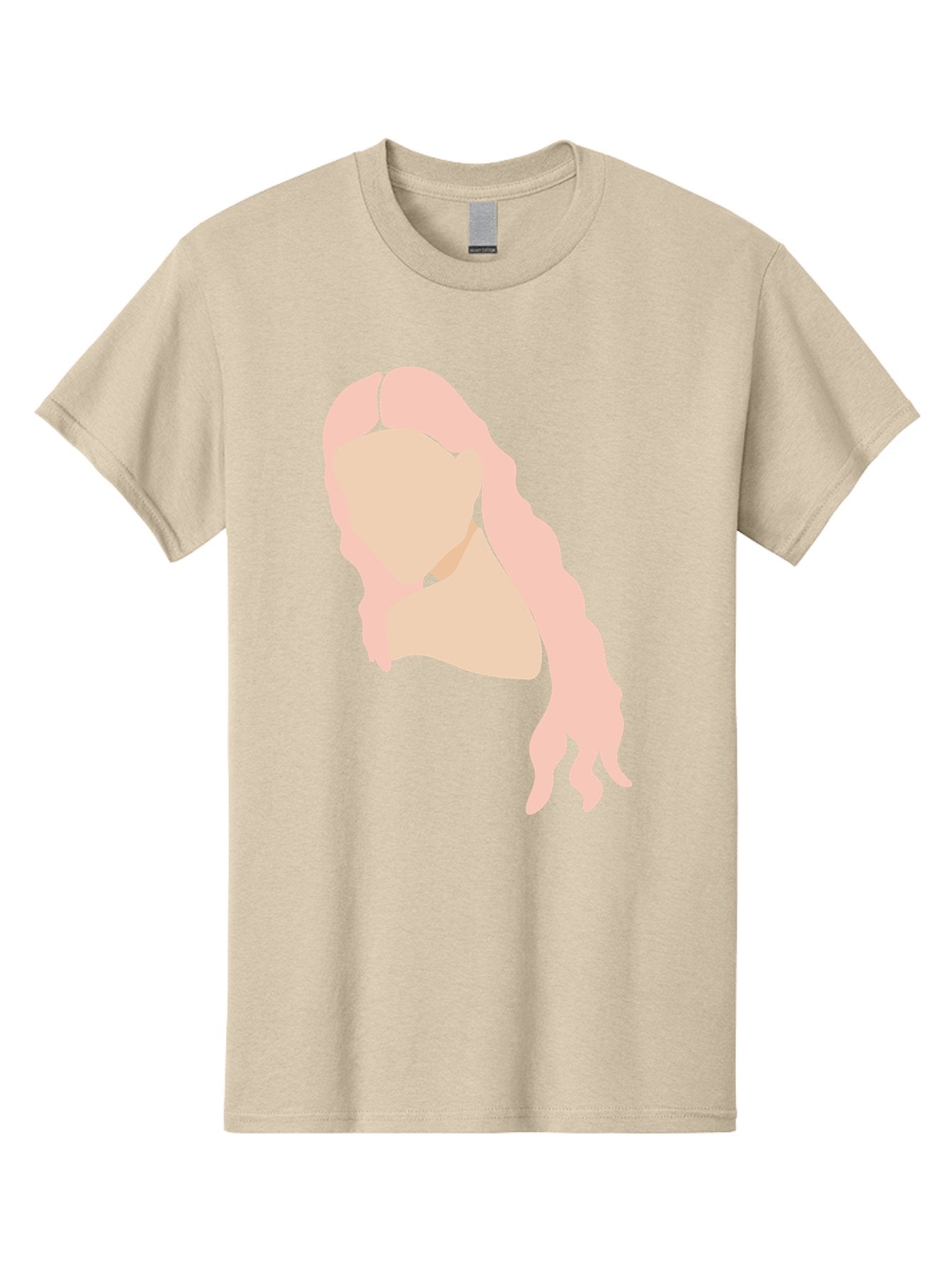Woman-Silhouette Men'S Graphic Tee, 100% Cotton, Comfortable Casual Summer Wear, Machine Washable, Woman Portrait, Pink Silhouette, Wavy Hair, Minimalist Design, Modern Art, Portrait Illustration, Soft Pink Tones, Simple Shapes Aae067 15