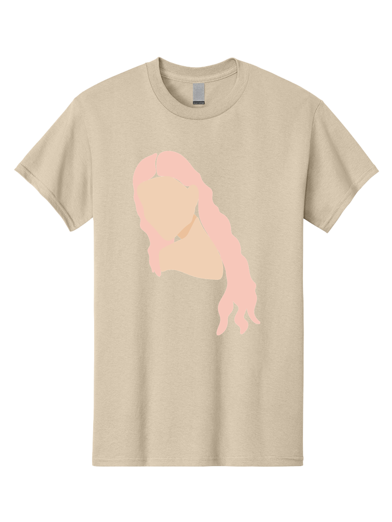 Woman-Silhouette Men'S Graphic Tee, 100% Cotton, Comfortable Casual Summer Wear, Machine Washable, Woman Portrait, Pink Silhouette, Wavy Hair, Minimalist Design, Modern Art, Portrait Illustration, Soft Pink Tones, Simple Shapes Aae067