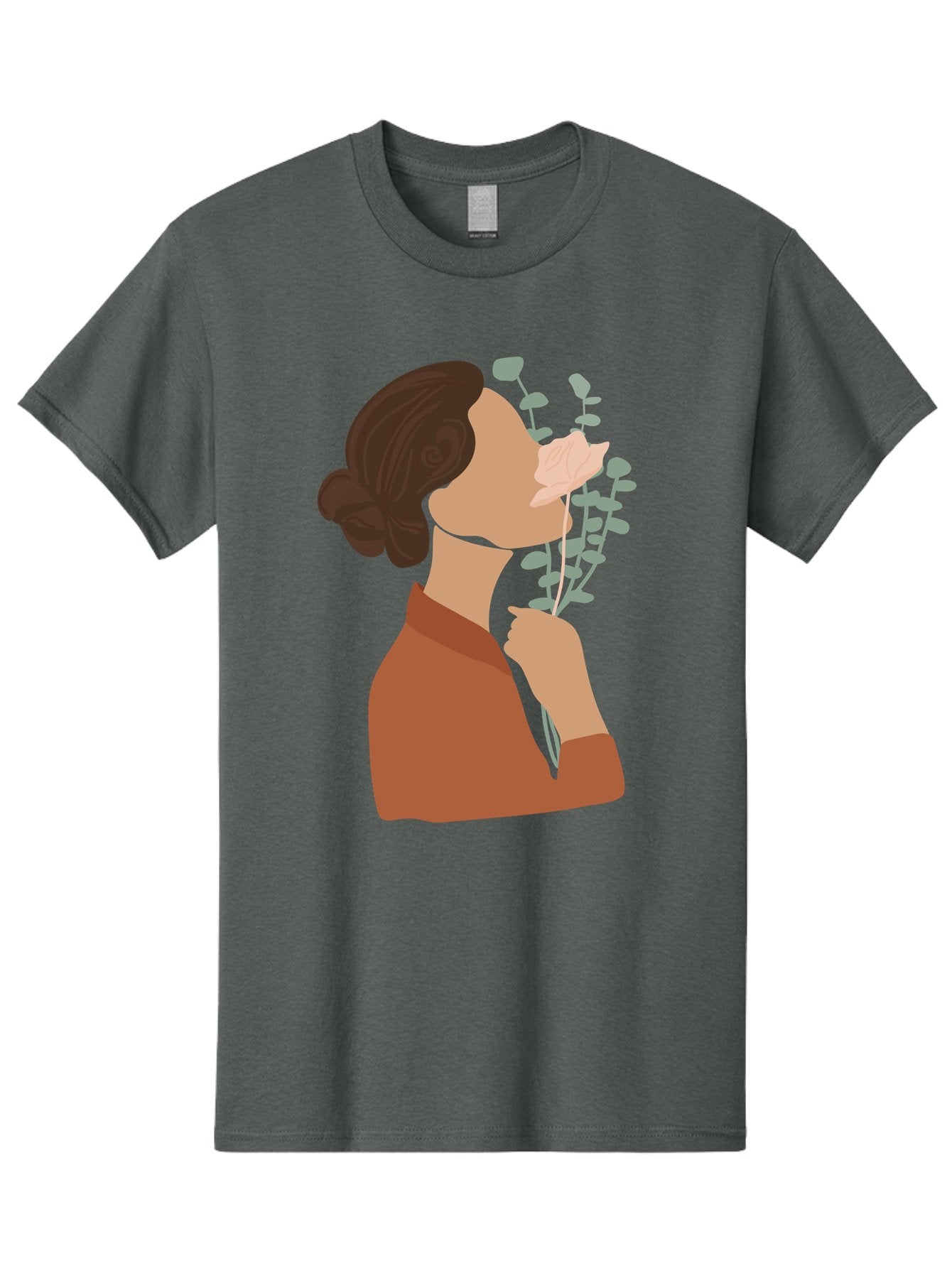 Woman-Smelling-Flower Men'S Graphic Tee, 100% Cotton, Comfortable Casual Summer Wear, Machine Washable, Woman Smelling Flowers, Blooming Flowers, Floral Scent, Serene Atmosphere, Gentle Gesture, Digital Illustration, Modern Art, Aae068 8