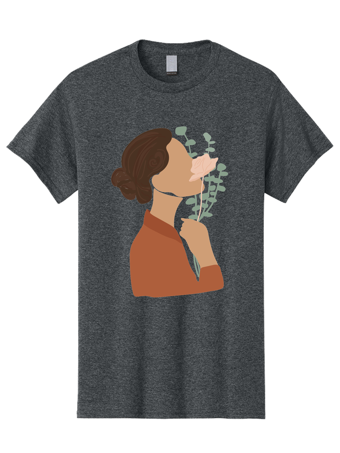 Woman-Smelling-Flower Men'S Graphic Tee, 100% Cotton, Comfortable Casual Summer Wear, Machine Washable, Woman Smelling Flowers, Blooming Flowers, Floral Scent, Serene Atmosphere, Gentle Gesture, Digital Illustration, Modern Art, Aae068 23
