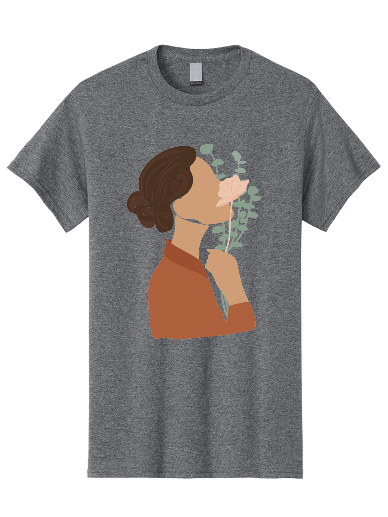Woman-Smelling-Flower Men'S Graphic Tee, 100% Cotton, Comfortable Casual Summer Wear, Machine Washable, Woman Smelling Flowers, Blooming Flowers, Floral Scent, Serene Atmosphere, Gentle Gesture, Digital Illustration, Modern Art, Aae068 29