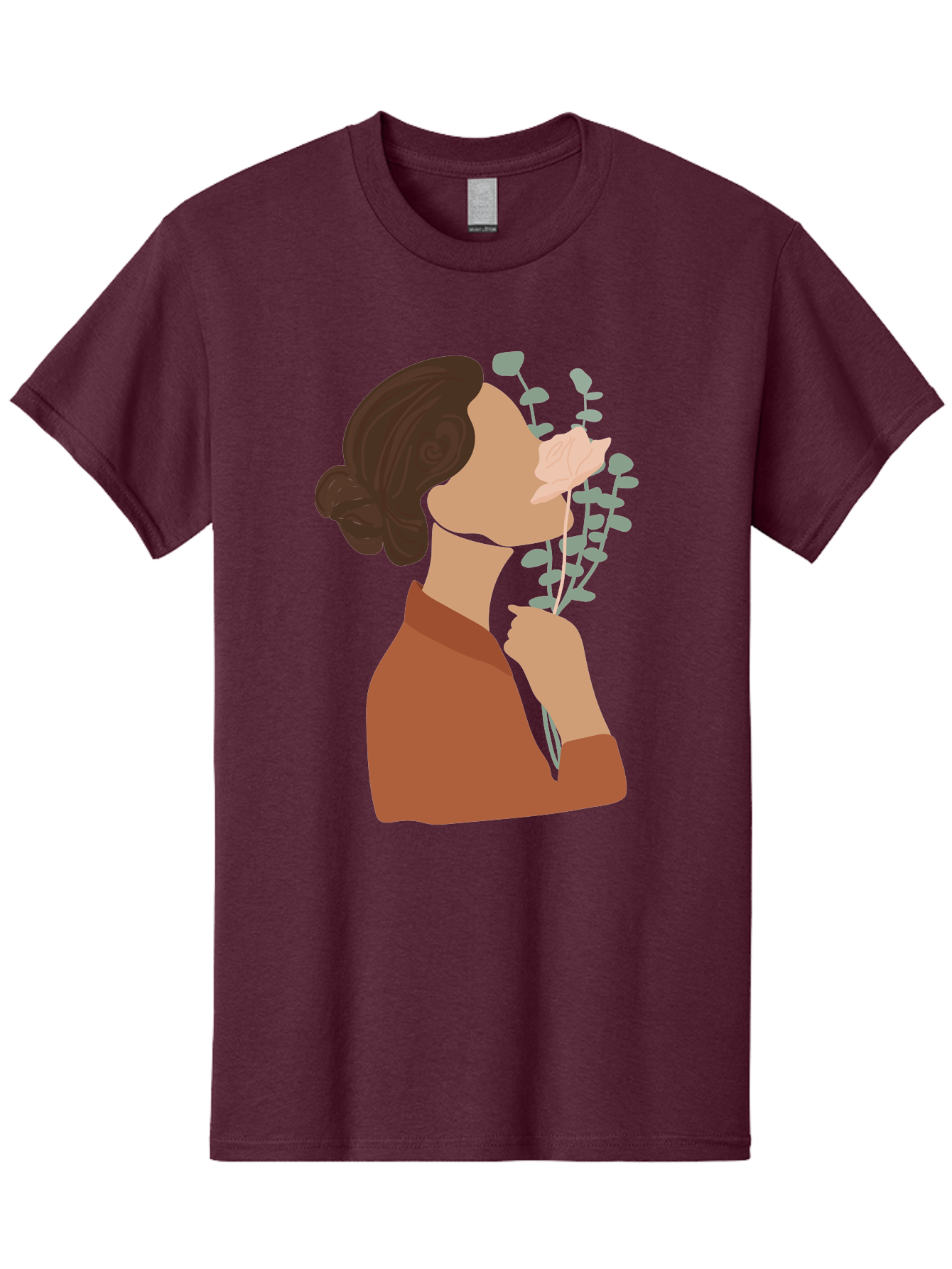 Woman-Smelling-Flower Men'S Graphic Tee, 100% Cotton, Comfortable Casual Summer Wear, Machine Washable, Woman Smelling Flowers, Blooming Flowers, Floral Scent, Serene Atmosphere, Gentle Gesture, Digital Illustration, Modern Art, Aae068 13