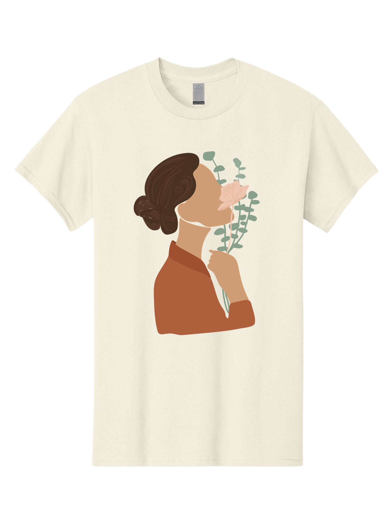 Woman-Smelling-Flower Men'S Graphic Tee, 100% Cotton, Comfortable Casual Summer Wear, Machine Washable, Woman Smelling Flowers, Blooming Flowers, Floral Scent, Serene Atmosphere, Gentle Gesture, Digital Illustration, Modern Art, Aae068 15