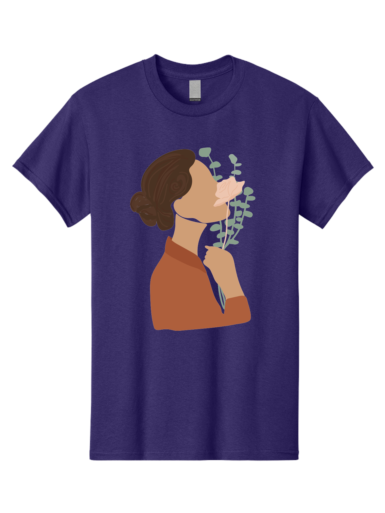 Woman-Smelling-Flower Men'S Graphic Tee, 100% Cotton, Comfortable Casual Summer Wear, Machine Washable, Woman Smelling Flowers, Blooming Flowers, Floral Scent, Serene Atmosphere, Gentle Gesture, Digital Illustration, Modern Art, Aae068 7