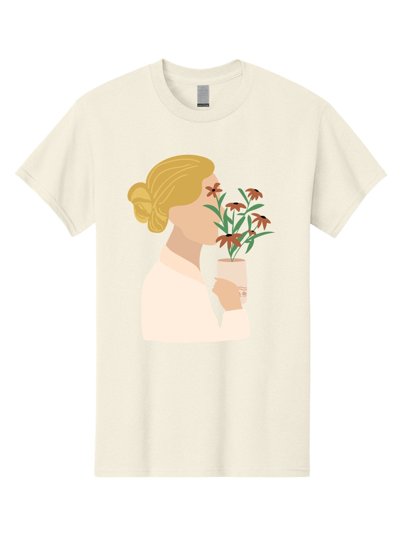 Woman-Smelling-Flowers Men'S Graphic Tee, 100% Cotton, Comfortable Casual Summer Wear, Machine Washable, Woman Smelling Flowers, Blossoming Blooms, Floral Beauty, Serene Atmosphere, Elegant Woman, Delicate Flowers, Calm Ambiance, Gentle Moment Aae069 10