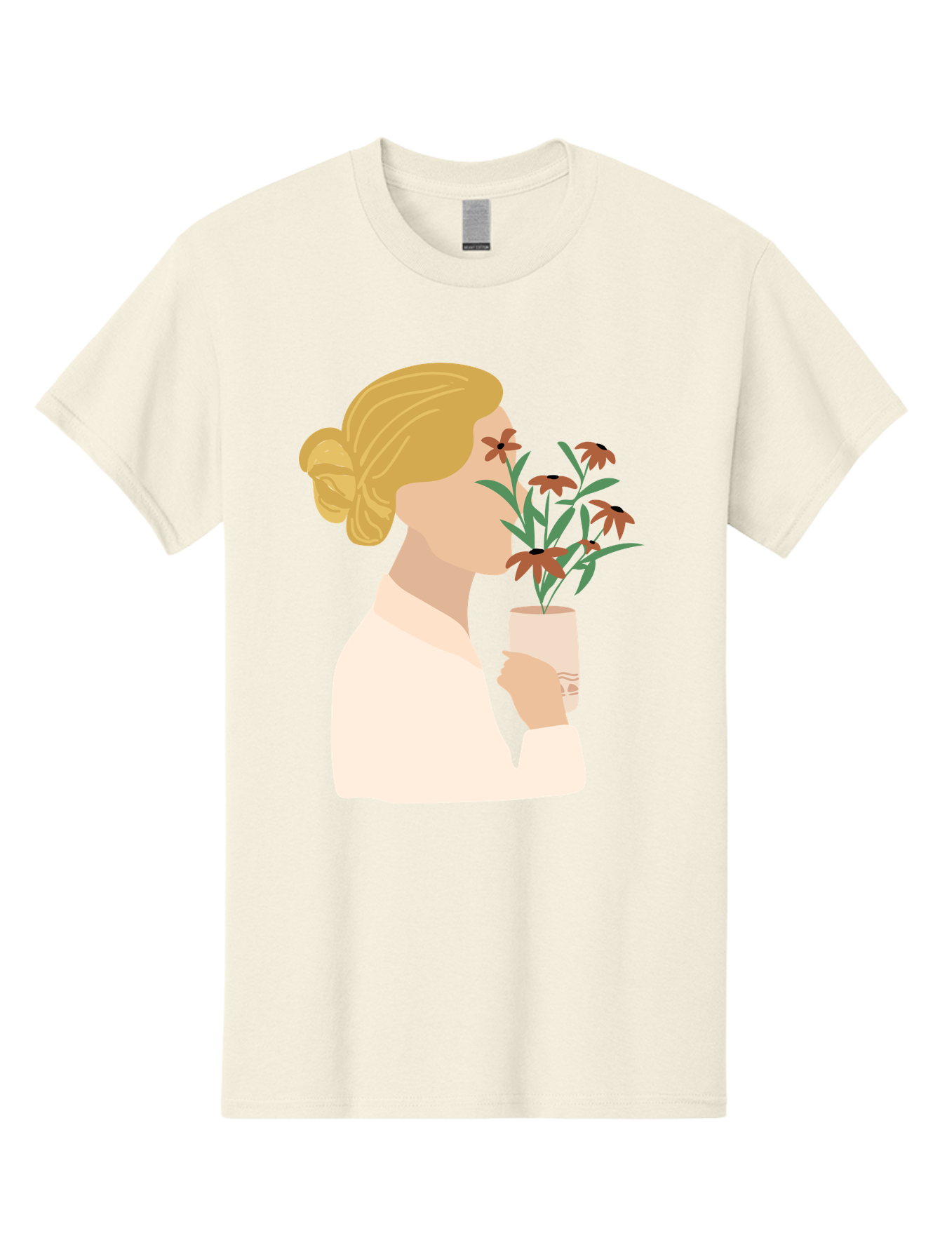 Woman-Smelling-Flowers Men'S Graphic Tee, 100% Cotton, Comfortable Casual Summer Wear, Machine Washable, Woman Smelling Flowers, Blossoming Blooms, Floral Beauty, Serene Atmosphere, Elegant Woman, Delicate Flowers, Calm Ambiance, Gentle Moment Aae069 27