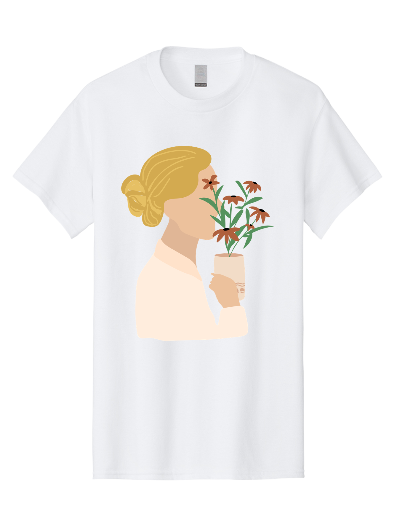 Woman-Smelling-Flowers Men'S Graphic Tee, 100% Cotton, Comfortable Casual Summer Wear, Machine Washable, Woman Smelling Flowers, Blossoming Blooms, Floral Beauty, Serene Atmosphere, Elegant Woman, Delicate Flowers, Calm Ambiance, Gentle Moment Aae069 29