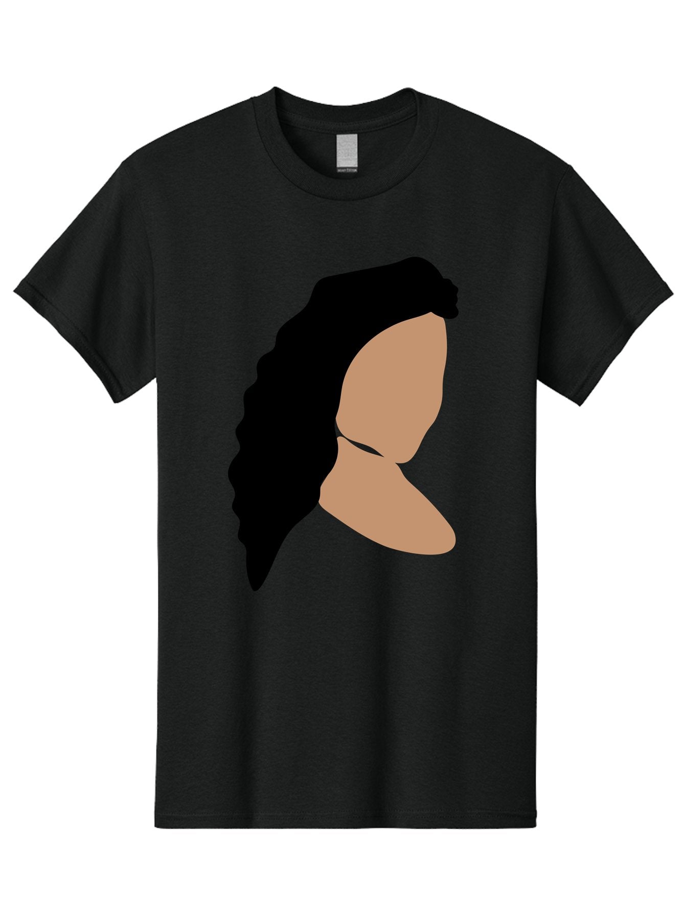 Woman-With-Faceless-Profile Men'S Graphic Tee, 100% Cotton, Comfortable Casual Summer Wear, Machine Washable, Woman With Long Hair, Female Profile, Abstract Portrait, Minimalist Design, Modern Art, Digital Illustration, Simple Shapes, Aae071