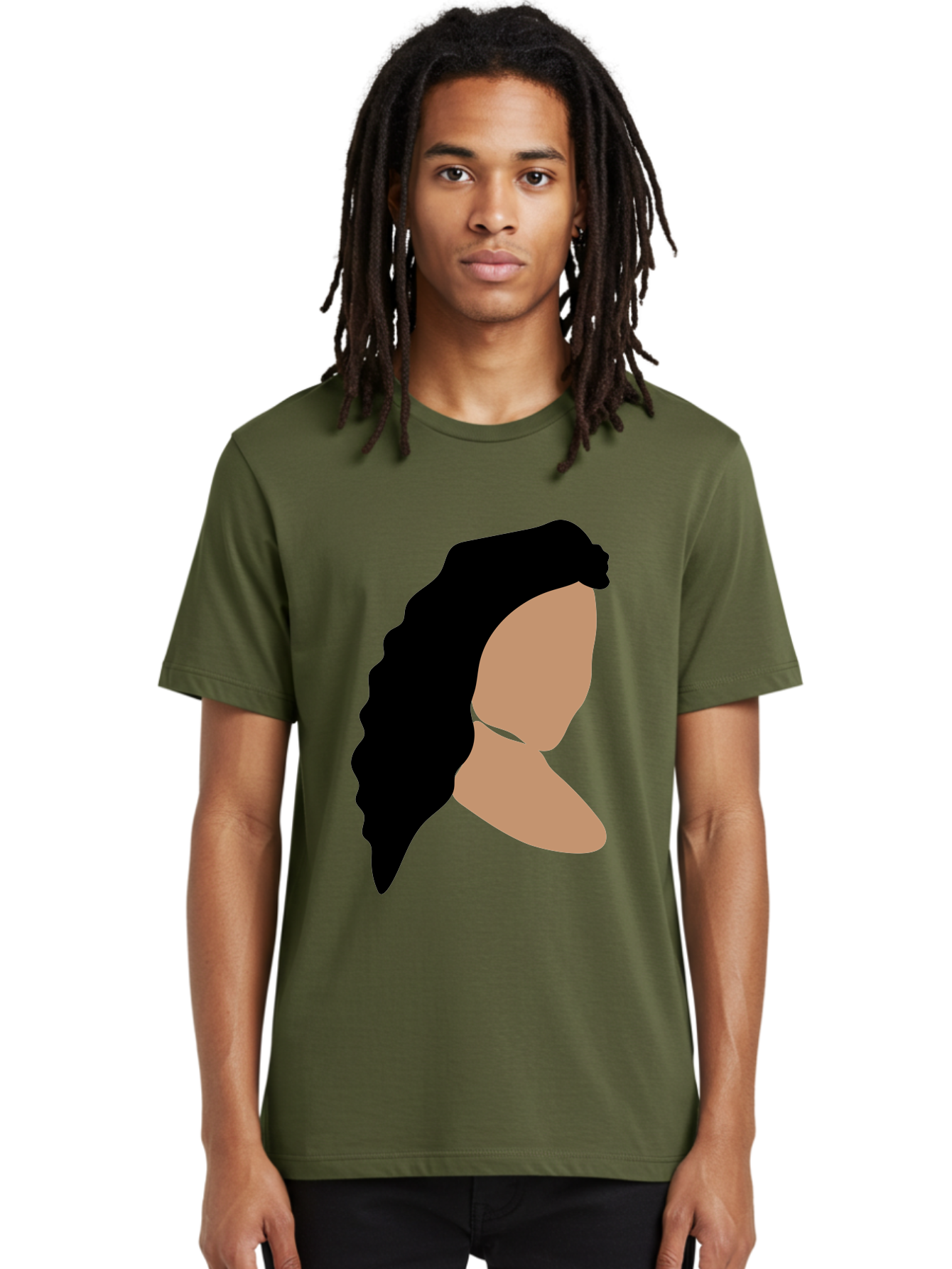 Woman-With-Faceless-Profile Men'S Graphic Tee, 100% Cotton, Comfortable Casual Summer Wear, Machine Washable, Woman With Long Hair, Female Profile, Abstract Portrait, Minimalist Design, Modern Art, Digital Illustration, Simple Shapes, Aae071 24