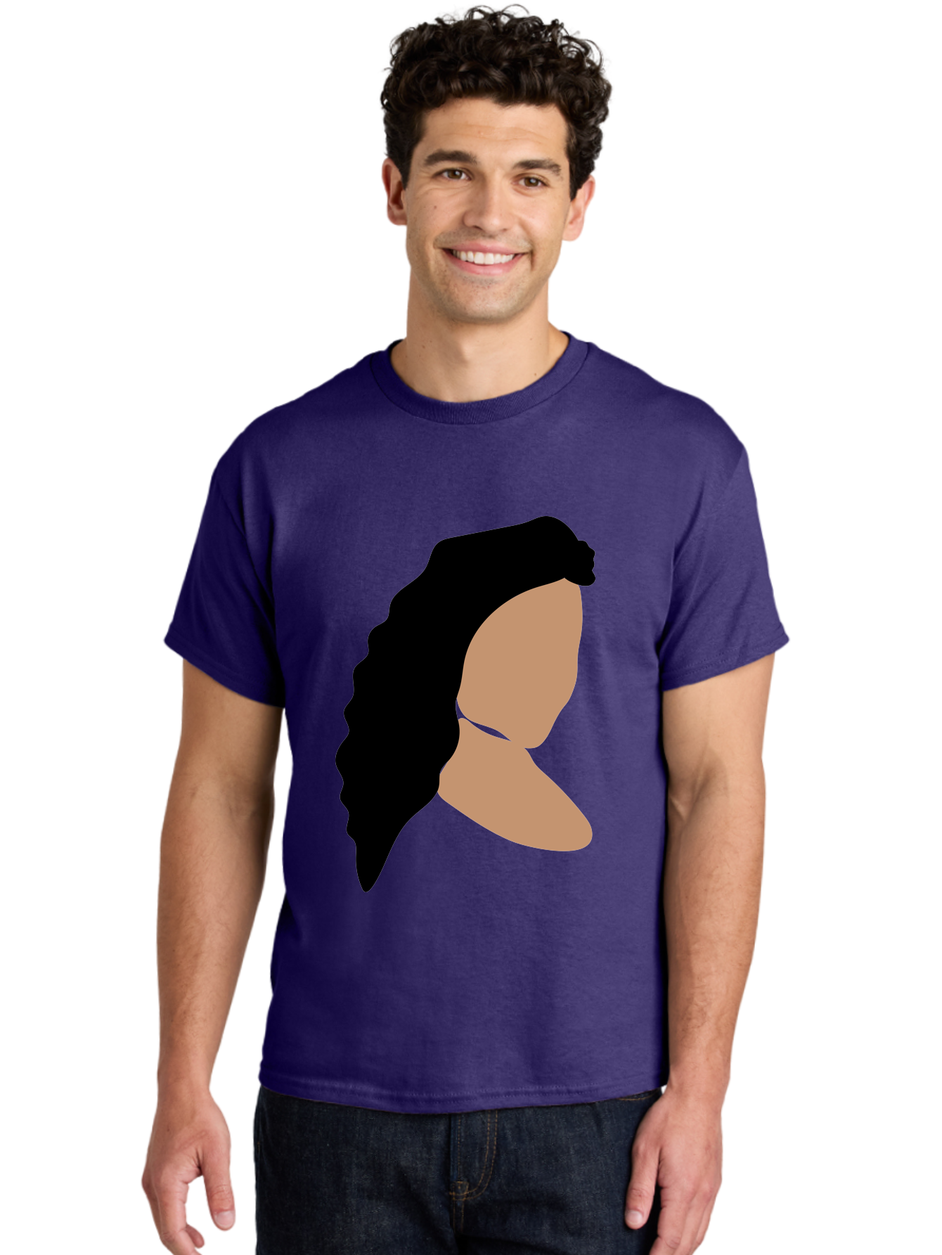 Woman-With-Faceless-Profile Men'S Graphic Tee, 100% Cotton, Comfortable Casual Summer Wear, Machine Washable, Woman With Long Hair, Female Profile, Abstract Portrait, Minimalist Design, Modern Art, Digital Illustration, Simple Shapes, Aae071 6