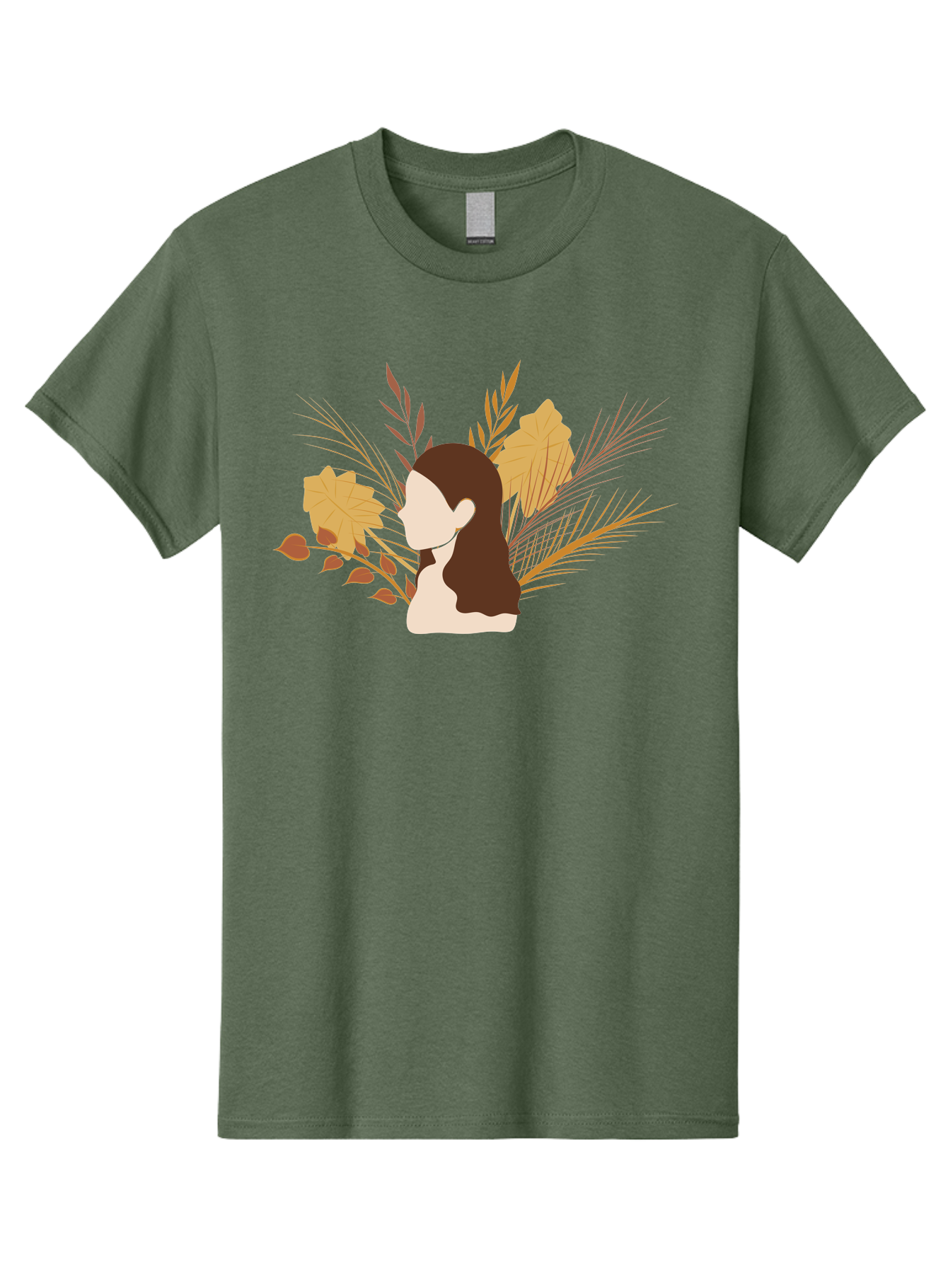 Woman-With-Leaves-2 Men'S Graphic Tee, 100% Cotton, Comfortable Casual Summer Wear, Machine Washable, Woman With Long Hair, Autumn Leaves, Fall Foliage, Nature-Inspired Design, Earthy Tones, Female Figure, Leaves Blowing, Serene Atmosphere, Aae077 7