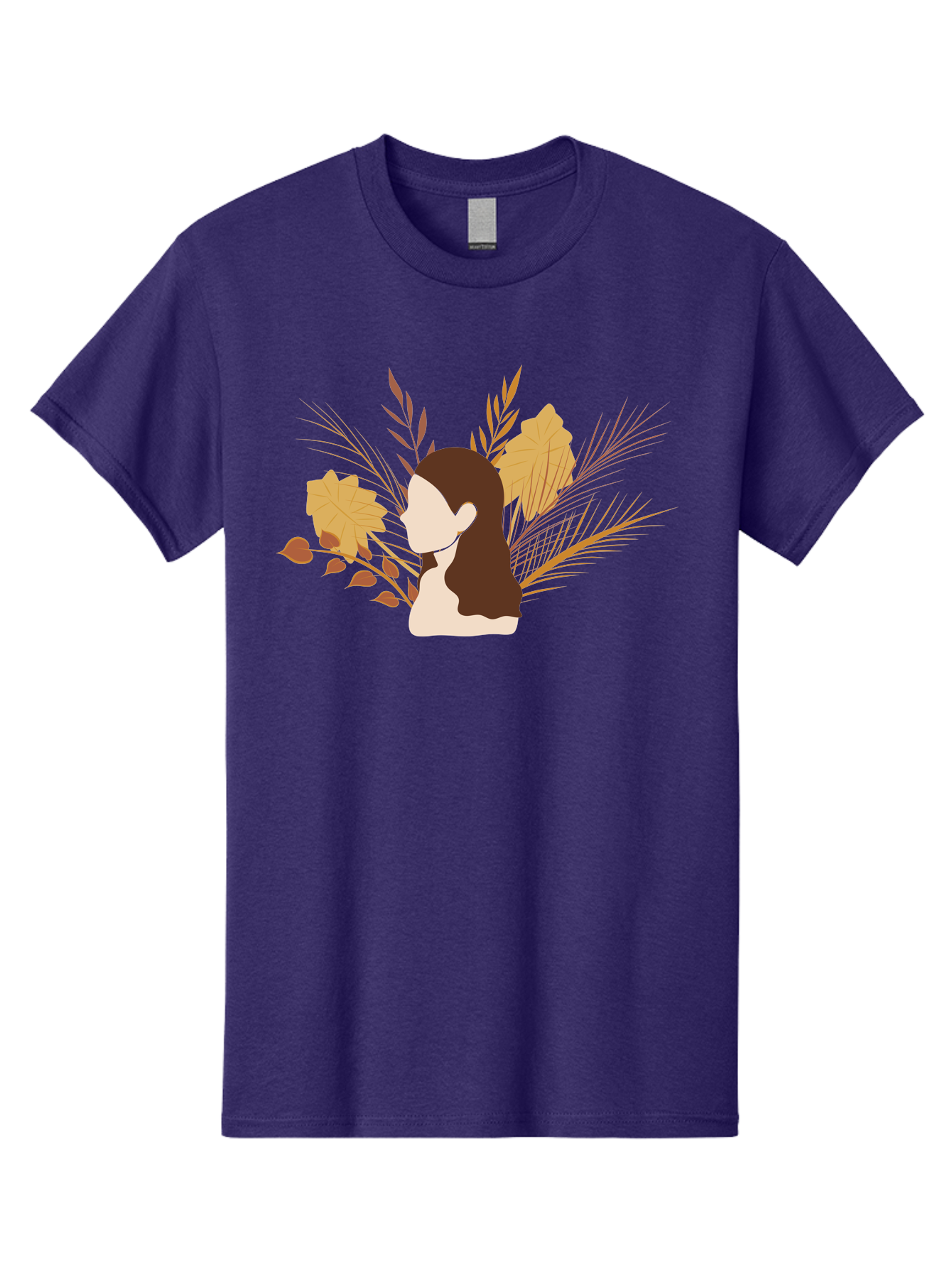 Woman-With-Leaves-2 Men'S Graphic Tee, 100% Cotton, Comfortable Casual Summer Wear, Machine Washable, Woman With Long Hair, Autumn Leaves, Fall Foliage, Nature-Inspired Design, Earthy Tones, Female Figure, Leaves Blowing, Serene Atmosphere, Aae077 15