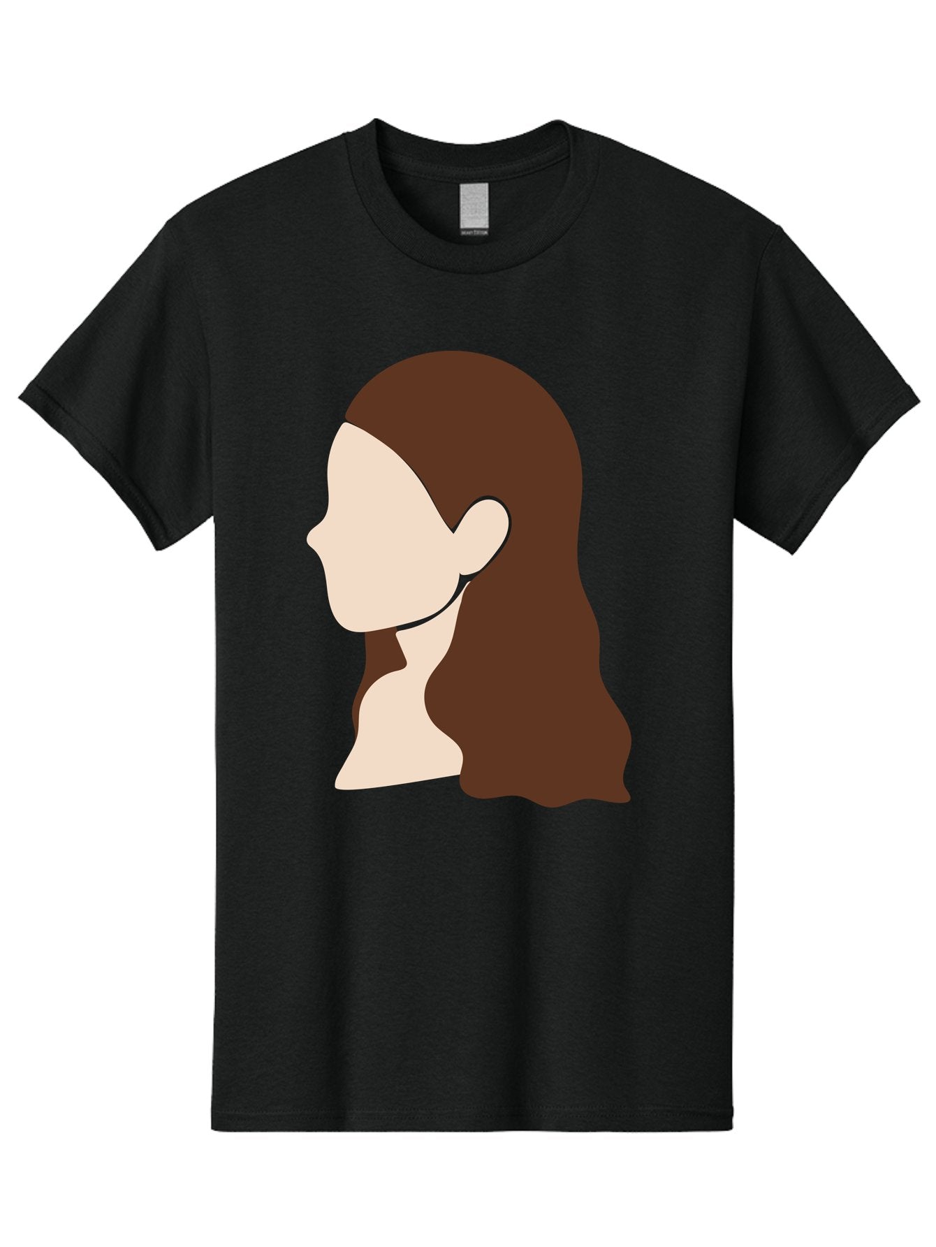 Woman-With-Long-Hair-1 Men'S Graphic Tee, 100% Cotton, Comfortable Casual Summer Wear, Machine Washable, Female Profile, Long Brown Hair, Minimalist Illustration, Simple Graphics, Profile View, Elegant Hairstyle, Digital Art, Aae079 10