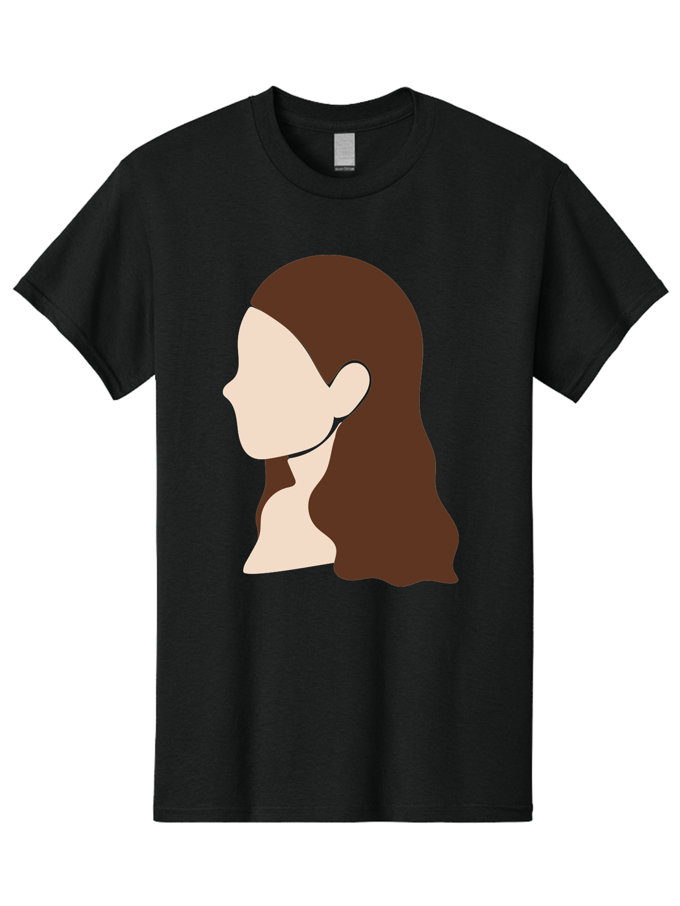 Woman-With-Long-Hair-1 Men'S Graphic Tee, 100% Cotton, Comfortable Casual Summer Wear, Machine Washable, Female Profile, Long Brown Hair, Minimalist Illustration, Simple Graphics, Profile View, Elegant Hairstyle, Digital Art, Aae079 27