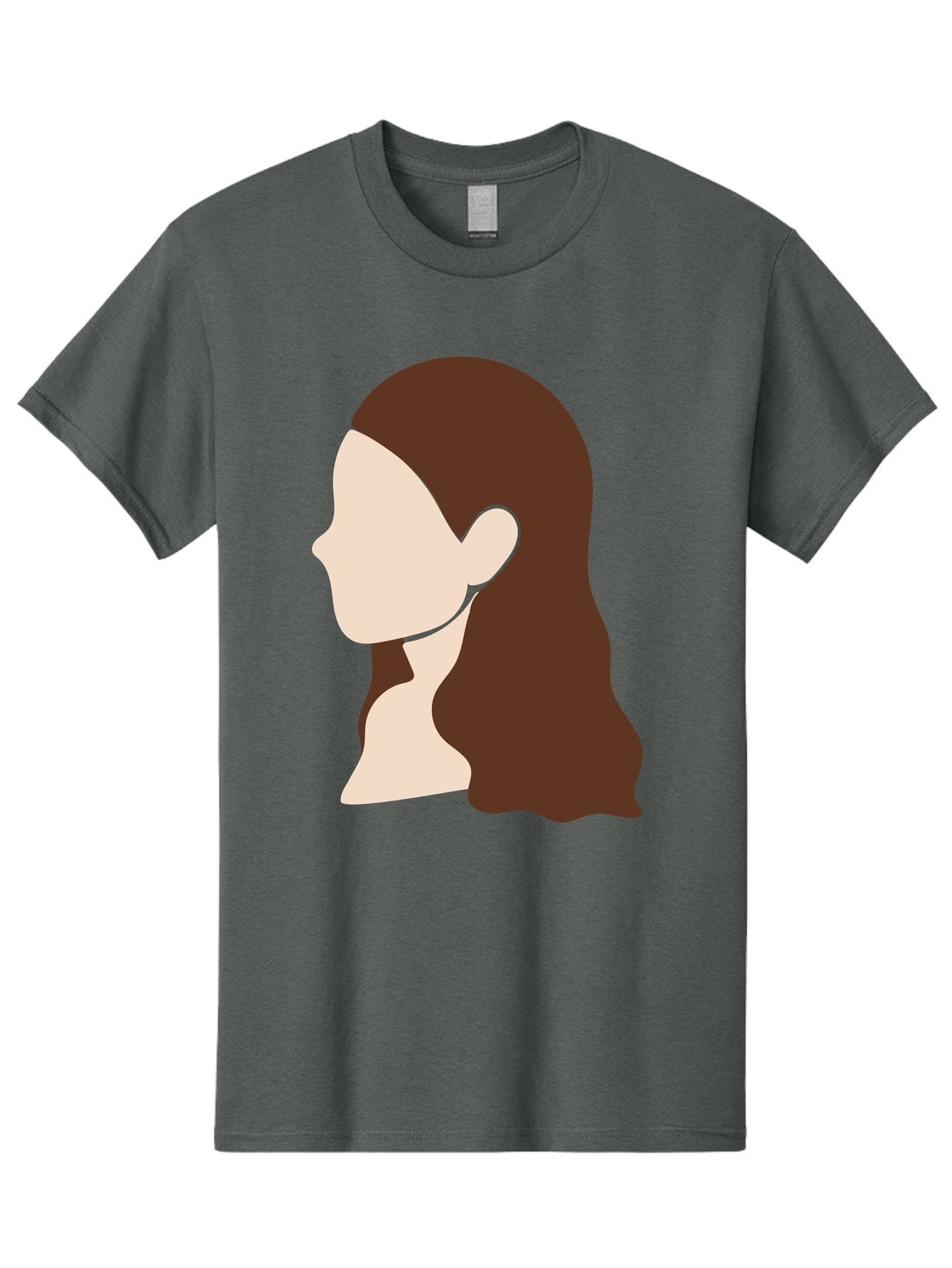 Woman-With-Long-Hair-1 Men'S Graphic Tee, 100% Cotton, Comfortable Casual Summer Wear, Machine Washable, Female Profile, Long Brown Hair, Minimalist Illustration, Simple Graphics, Profile View, Elegant Hairstyle, Digital Art, Aae079 15