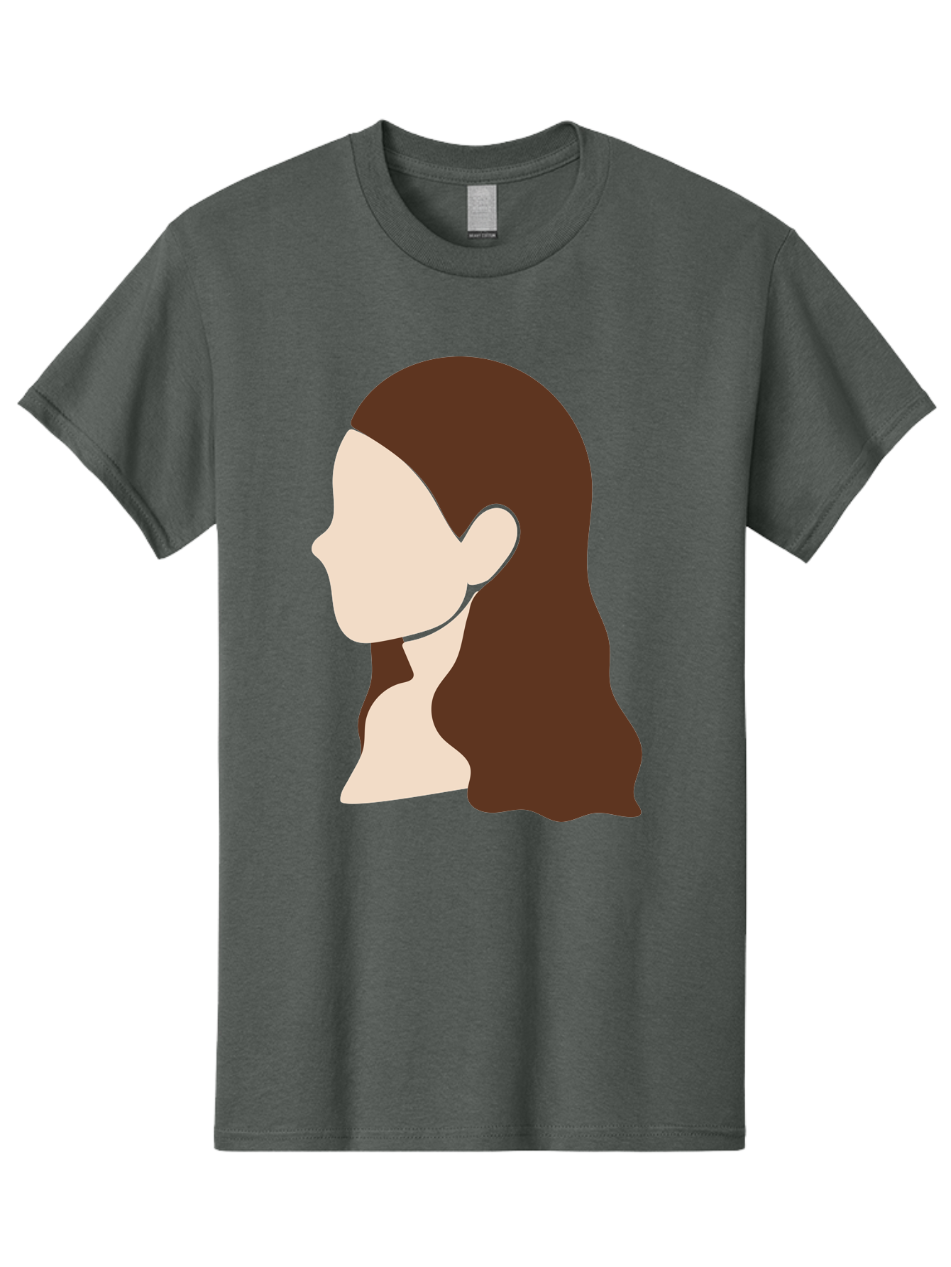 Woman-With-Long-Hair-1 Men'S Graphic Tee, 100% Cotton, Comfortable Casual Summer Wear, Machine Washable, Female Profile, Long Brown Hair, Minimalist Illustration, Simple Graphics, Profile View, Elegant Hairstyle, Digital Art, Aae079