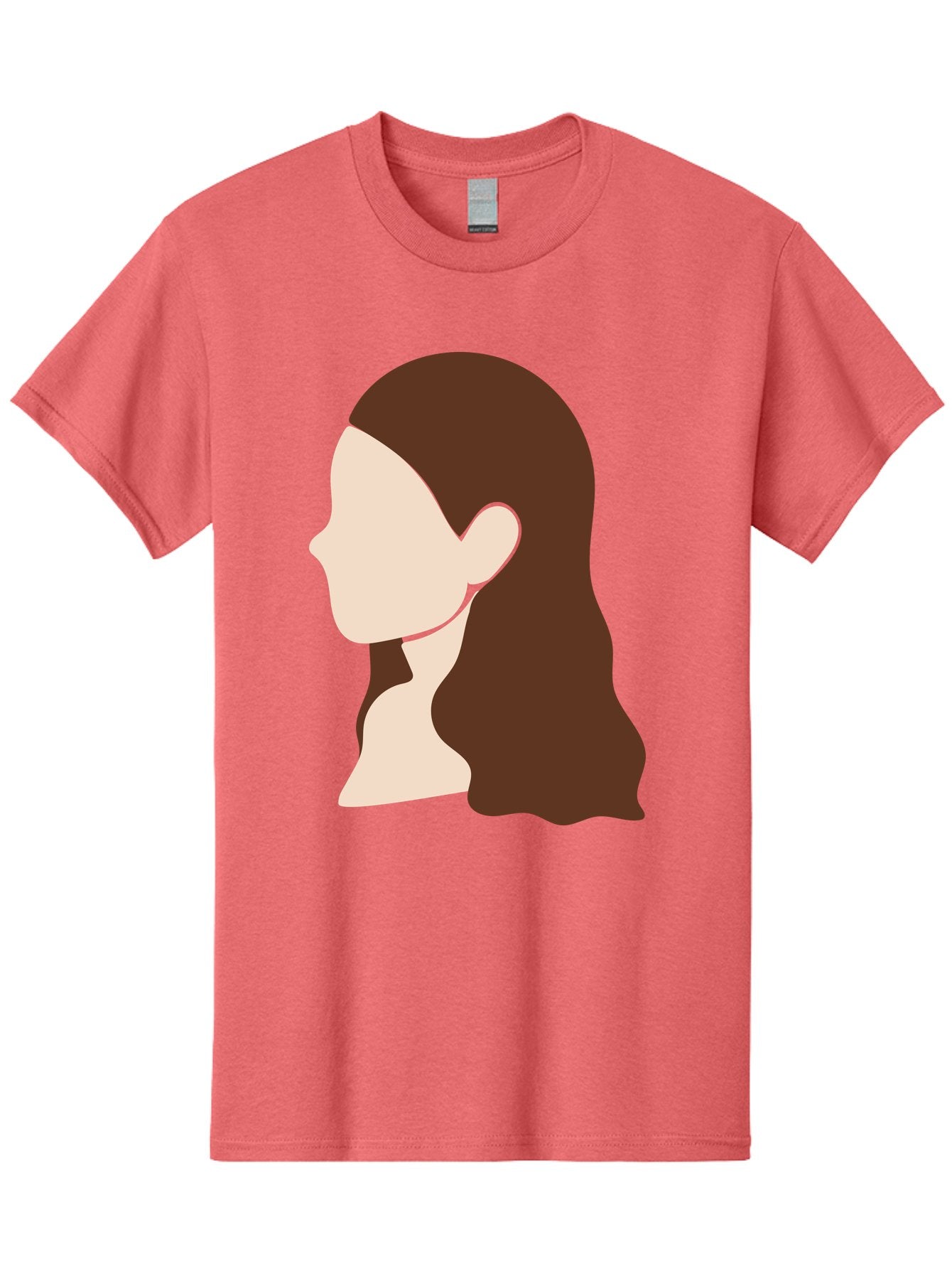 Woman-With-Long-Hair-1 Men'S Graphic Tee, 100% Cotton, Comfortable Casual Summer Wear, Machine Washable, Female Profile, Long Brown Hair, Minimalist Illustration, Simple Graphics, Profile View, Elegant Hairstyle, Digital Art, Aae079 4