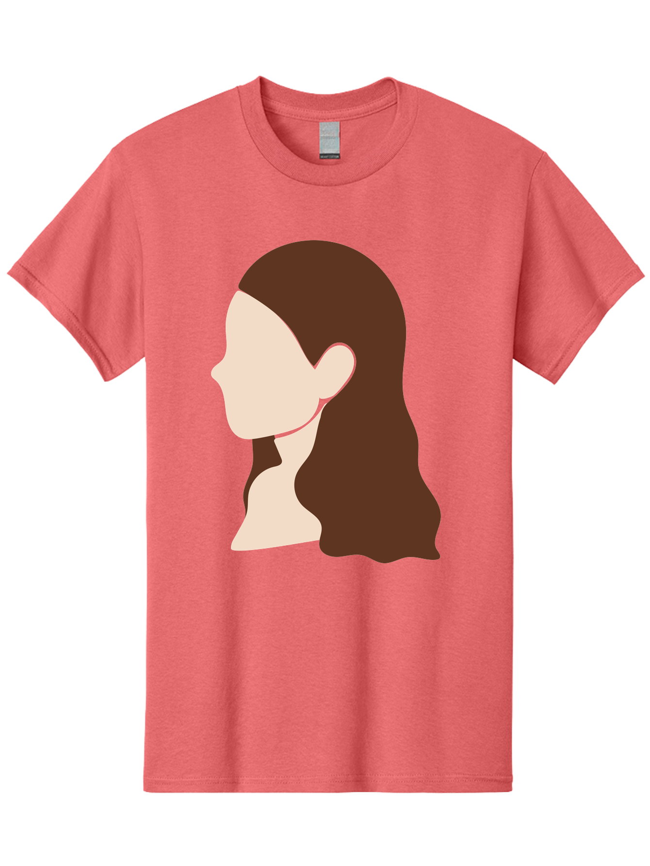 Woman-With-Long-Hair-1 Men'S Graphic Tee, 100% Cotton, Comfortable Casual Summer Wear, Machine Washable, Female Profile, Long Brown Hair, Minimalist Illustration, Simple Graphics, Profile View, Elegant Hairstyle, Digital Art, Aae079 23
