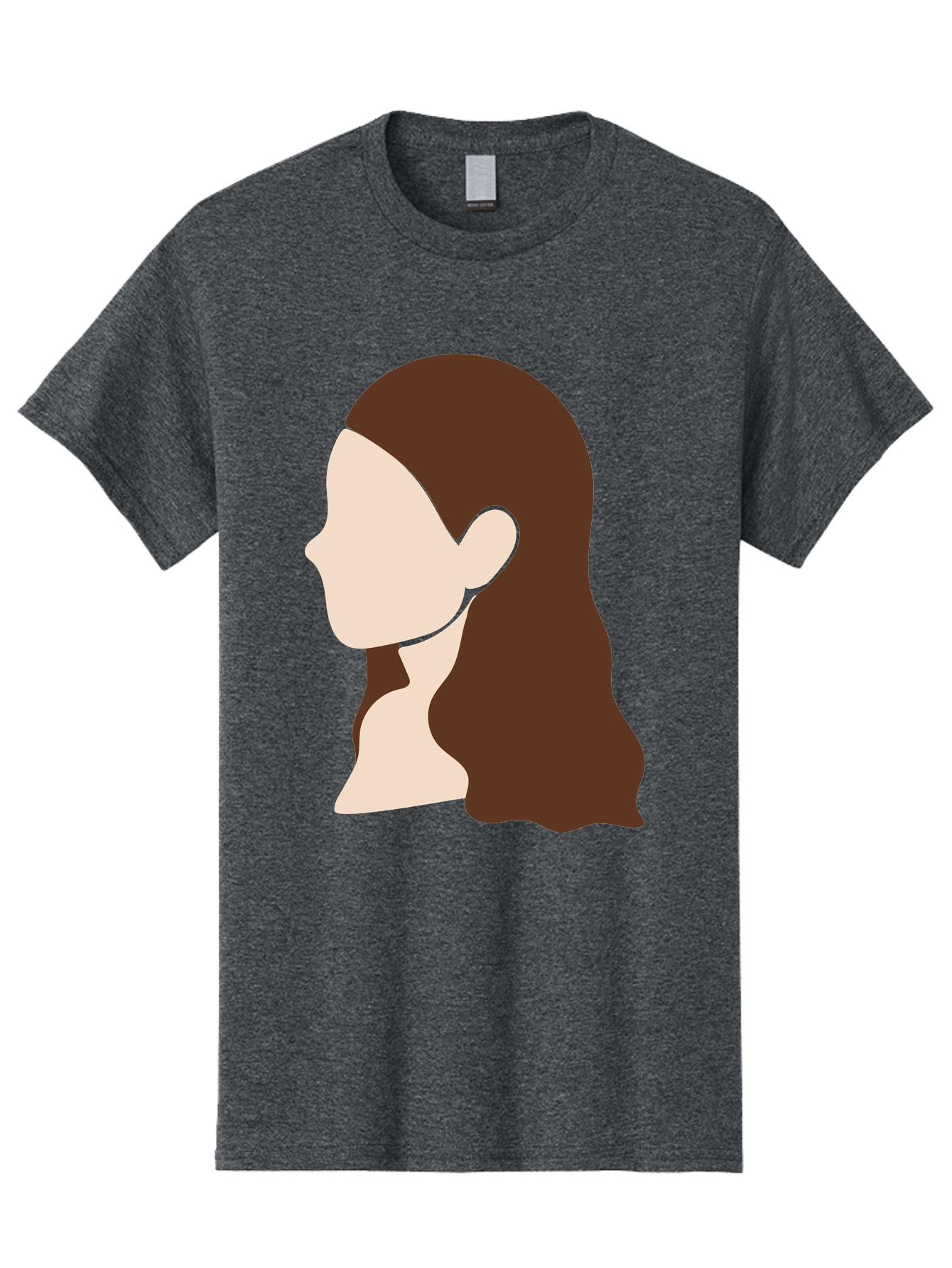 Woman-With-Long-Hair-1 Men'S Graphic Tee, 100% Cotton, Comfortable Casual Summer Wear, Machine Washable, Female Profile, Long Brown Hair, Minimalist Illustration, Simple Graphics, Profile View, Elegant Hairstyle, Digital Art, Aae079 3