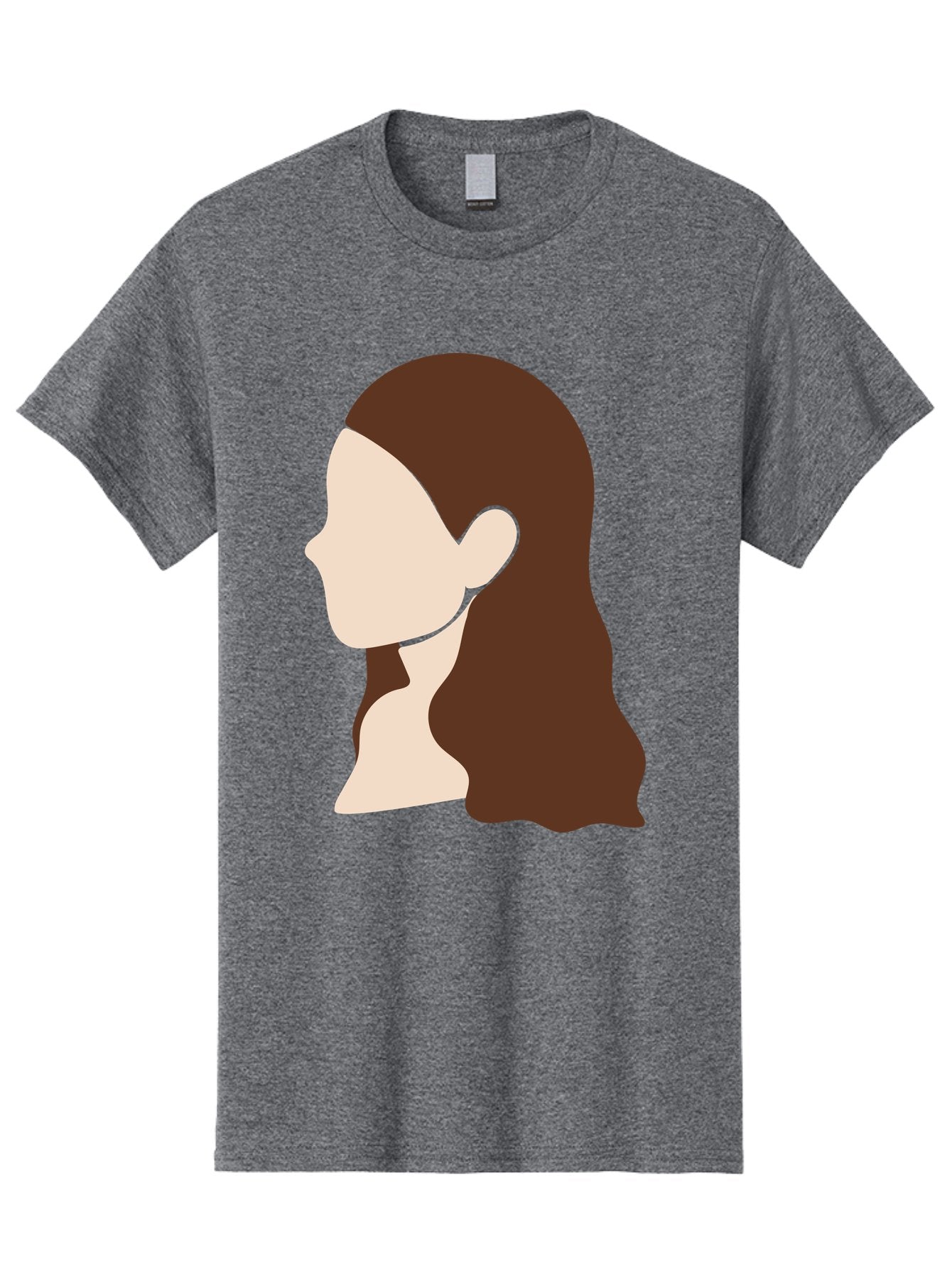 Woman-With-Long-Hair-1 Men'S Graphic Tee, 100% Cotton, Comfortable Casual Summer Wear, Machine Washable, Female Profile, Long Brown Hair, Minimalist Illustration, Simple Graphics, Profile View, Elegant Hairstyle, Digital Art, Aae079 3