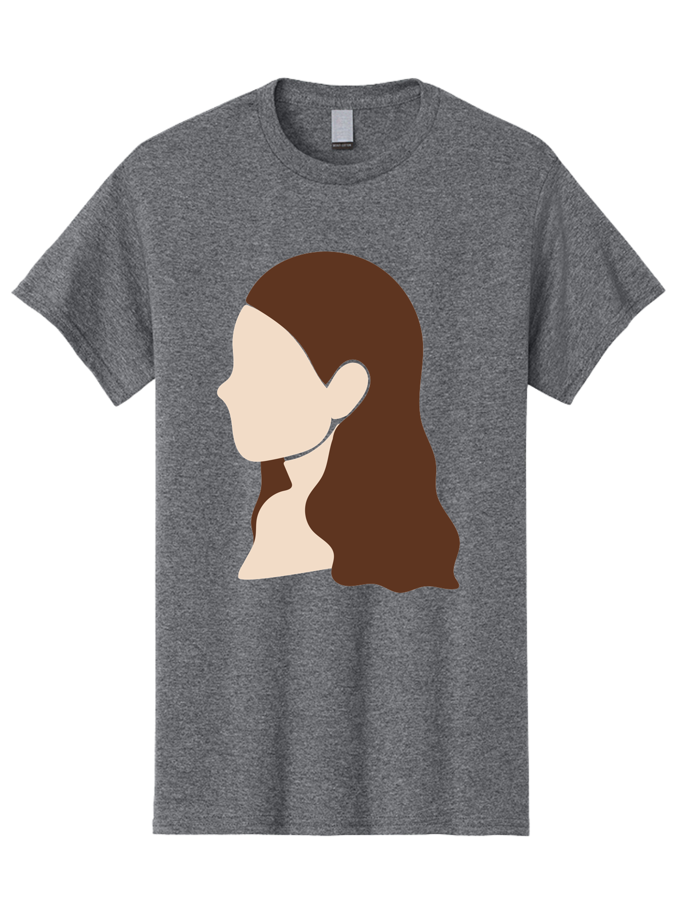 Woman-With-Long-Hair-1 Men'S Graphic Tee, 100% Cotton, Comfortable Casual Summer Wear, Machine Washable, Female Profile, Long Brown Hair, Minimalist Illustration, Simple Graphics, Profile View, Elegant Hairstyle, Digital Art, Aae079 17