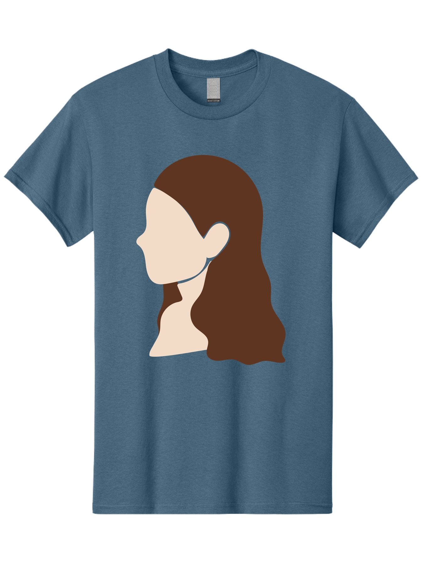 Woman-With-Long-Hair-1 Men'S Graphic Tee, 100% Cotton, Comfortable Casual Summer Wear, Machine Washable, Female Profile, Long Brown Hair, Minimalist Illustration, Simple Graphics, Profile View, Elegant Hairstyle, Digital Art, Aae079 7