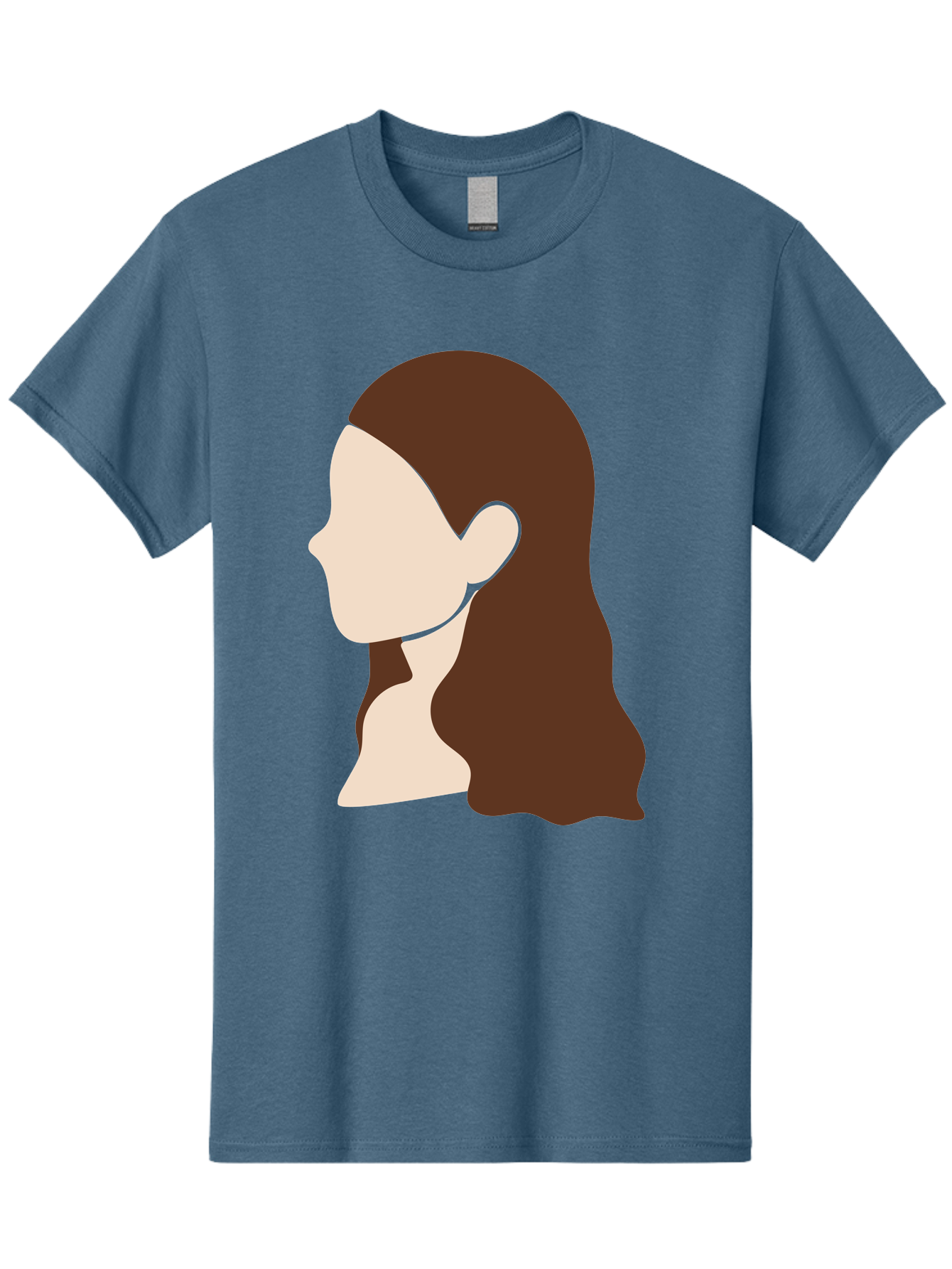 Woman-With-Long-Hair-1 Men'S Graphic Tee, 100% Cotton, Comfortable Casual Summer Wear, Machine Washable, Female Profile, Long Brown Hair, Minimalist Illustration, Simple Graphics, Profile View, Elegant Hairstyle, Digital Art, Aae079 25