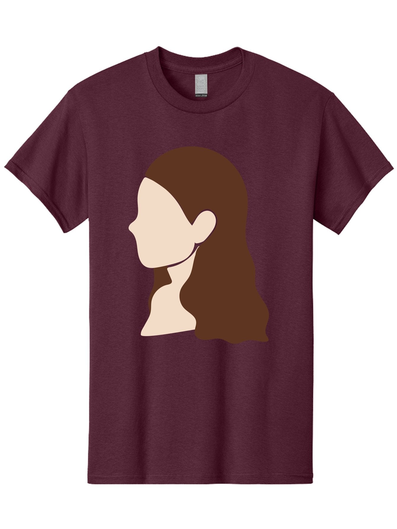 Woman-With-Long-Hair-1 Men'S Graphic Tee, 100% Cotton, Comfortable Casual Summer Wear, Machine Washable, Female Profile, Long Brown Hair, Minimalist Illustration, Simple Graphics, Profile View, Elegant Hairstyle, Digital Art, Aae079 11