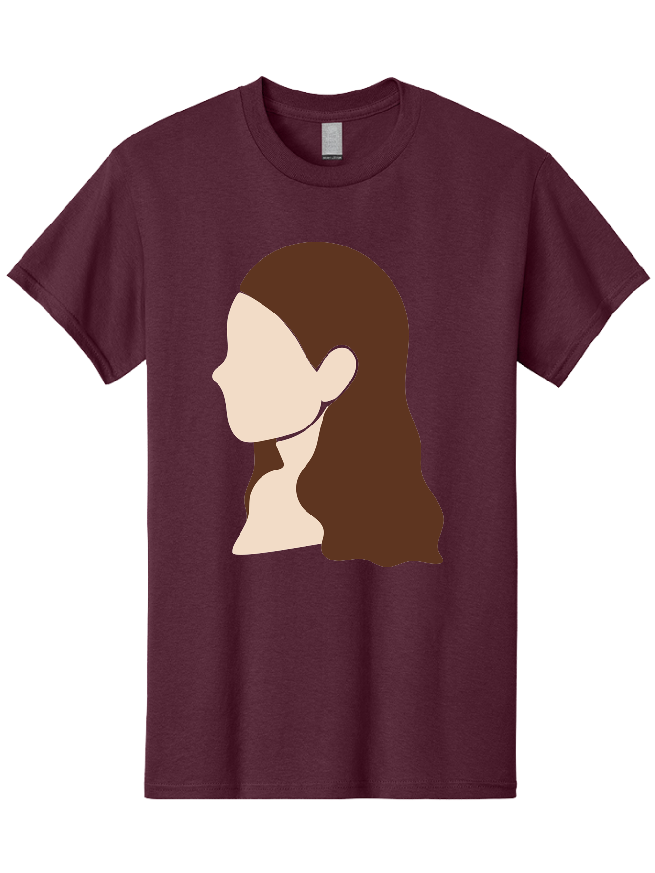 Woman-With-Long-Hair-1 Men'S Graphic Tee, 100% Cotton, Comfortable Casual Summer Wear, Machine Washable, Female Profile, Long Brown Hair, Minimalist Illustration, Simple Graphics, Profile View, Elegant Hairstyle, Digital Art, Aae079 7