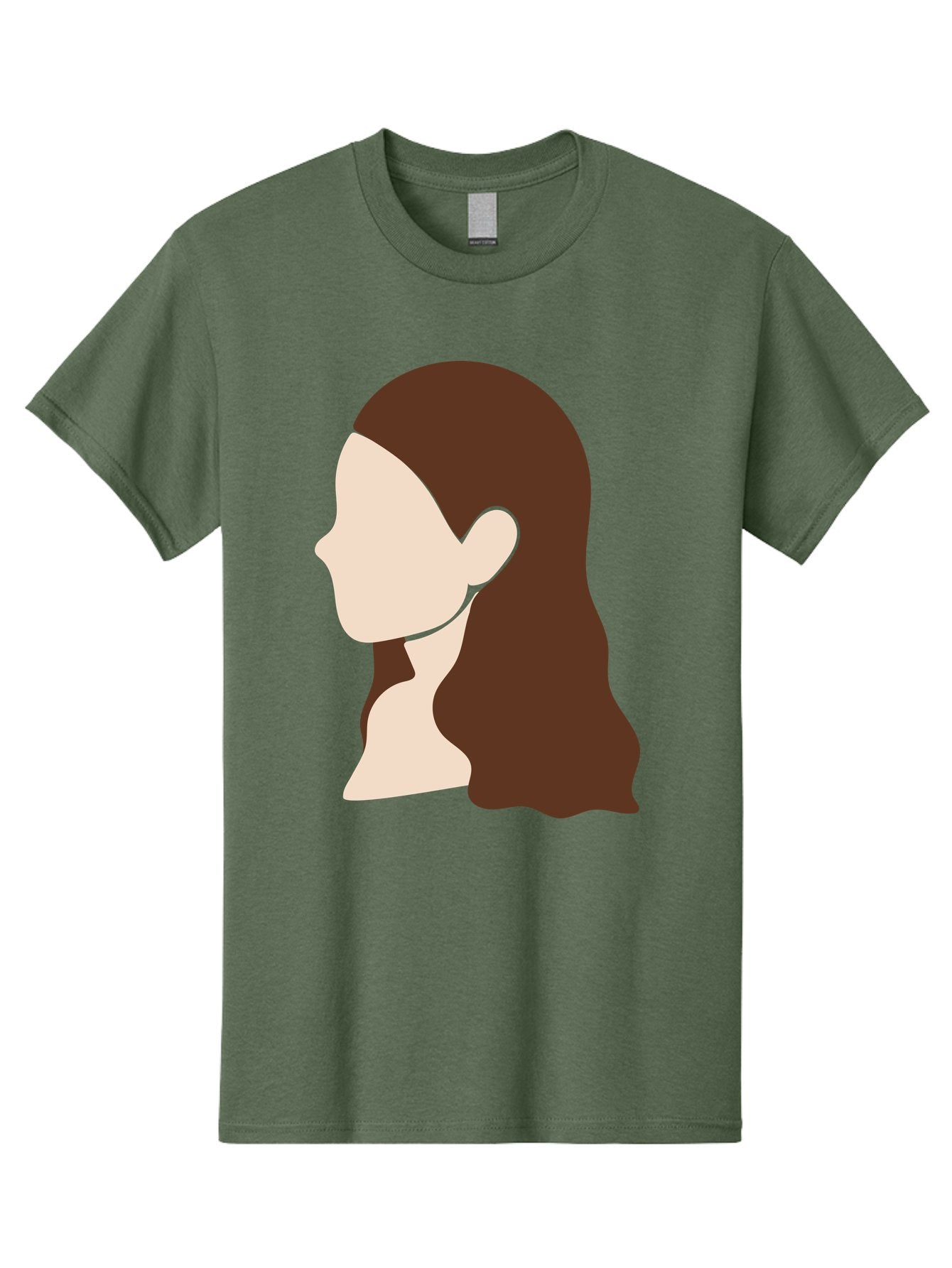 Woman-With-Long-Hair-1 Men'S Graphic Tee, 100% Cotton, Comfortable Casual Summer Wear, Machine Washable, Female Profile, Long Brown Hair, Minimalist Illustration, Simple Graphics, Profile View, Elegant Hairstyle, Digital Art, Aae079