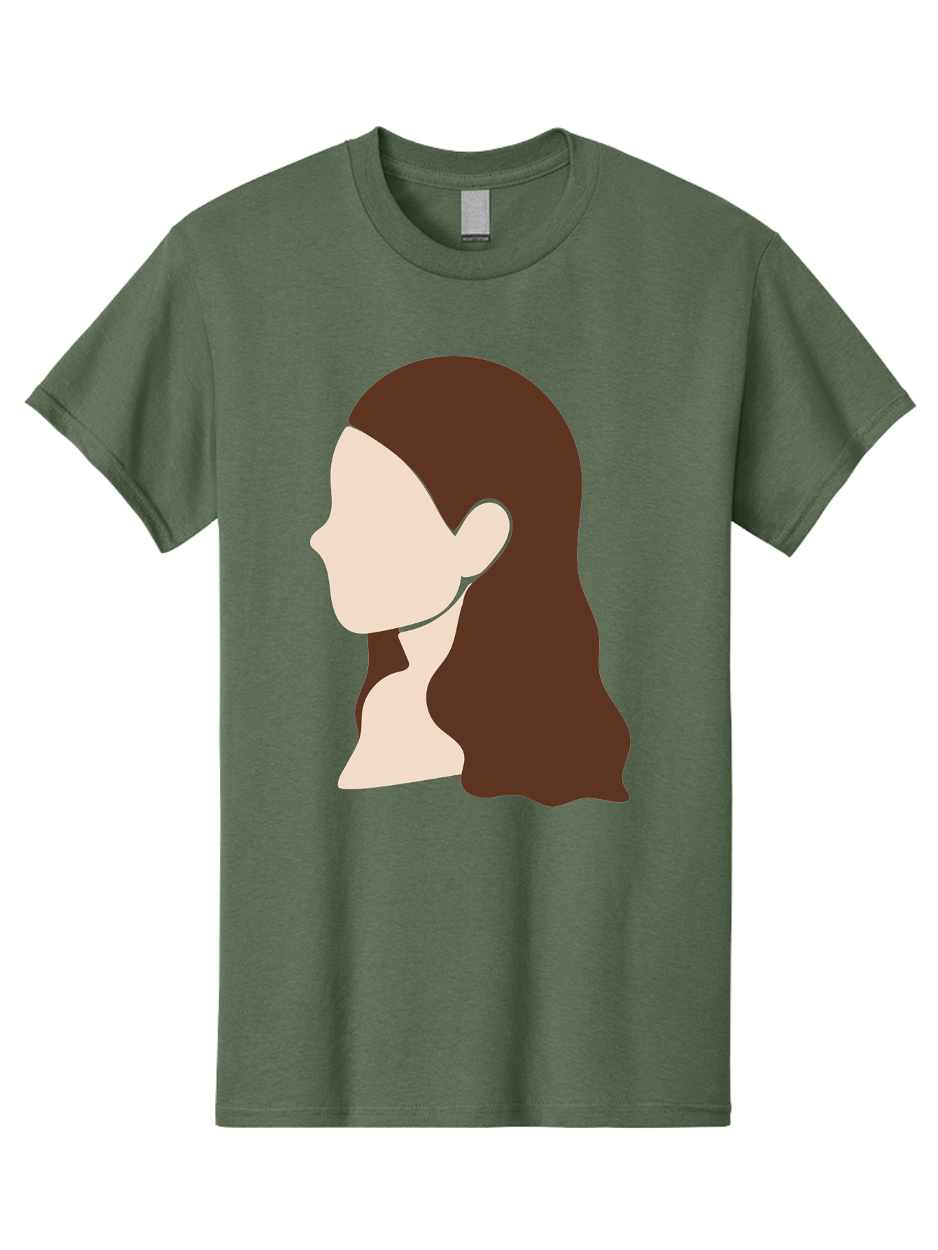 Woman-With-Long-Hair-1 Men'S Graphic Tee, 100% Cotton, Comfortable Casual Summer Wear, Machine Washable, Female Profile, Long Brown Hair, Minimalist Illustration, Simple Graphics, Profile View, Elegant Hairstyle, Digital Art, Aae079 19