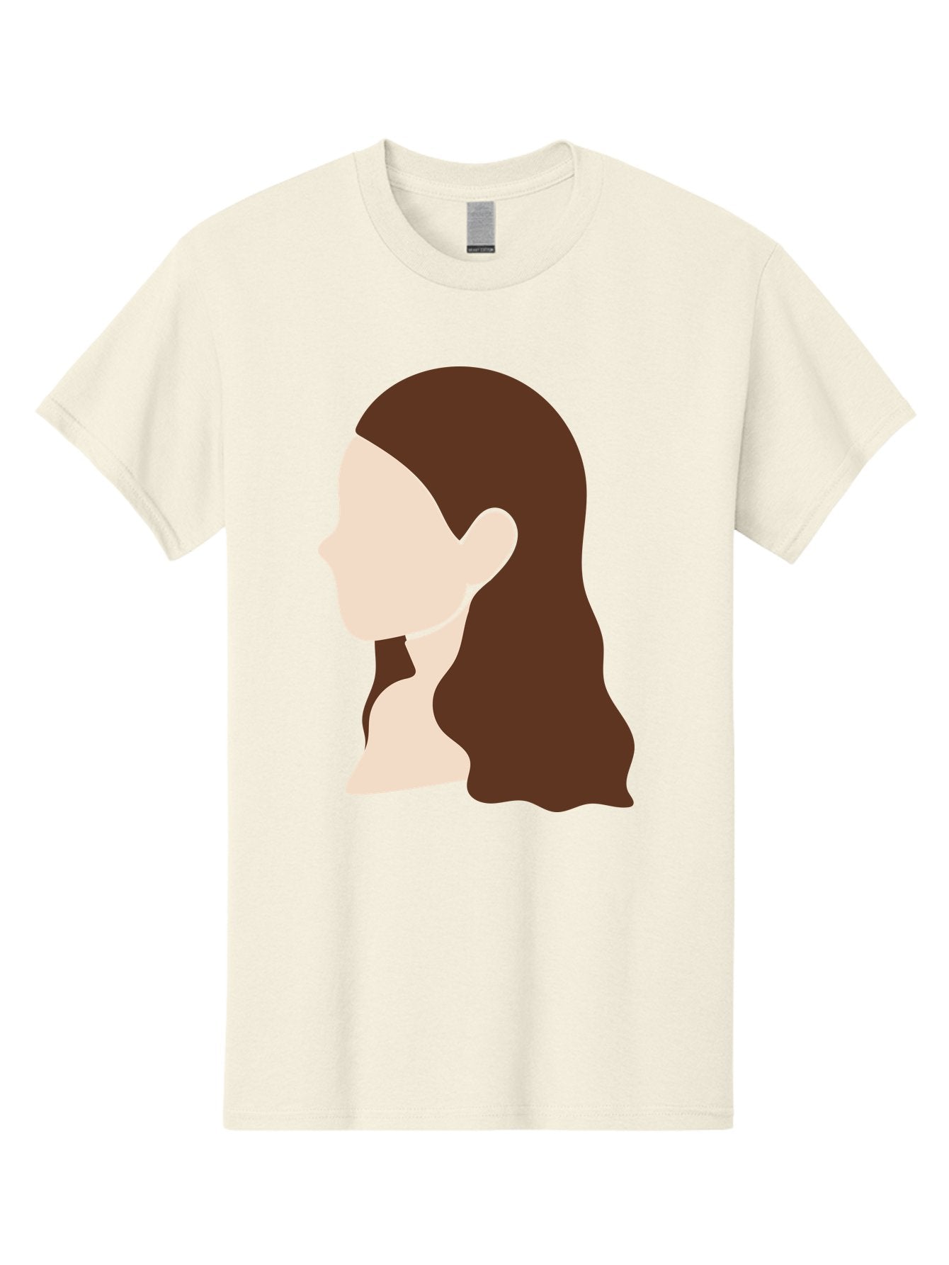 Woman-With-Long-Hair-1 Men'S Graphic Tee, 100% Cotton, Comfortable Casual Summer Wear, Machine Washable, Female Profile, Long Brown Hair, Minimalist Illustration, Simple Graphics, Profile View, Elegant Hairstyle, Digital Art, Aae079 13