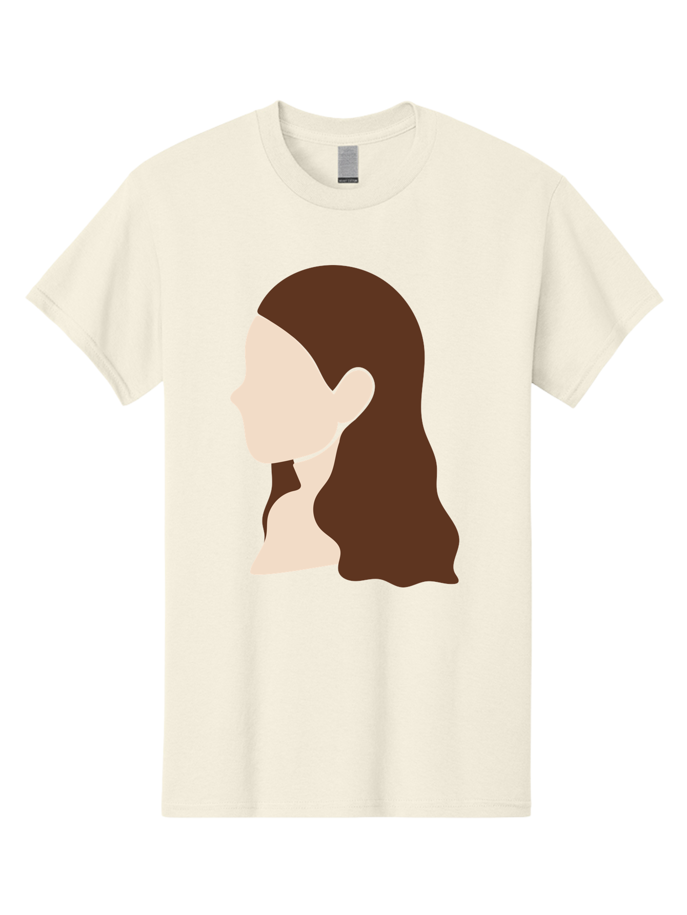 Woman-With-Long-Hair-1 Men'S Graphic Tee, 100% Cotton, Comfortable Casual Summer Wear, Machine Washable, Female Profile, Long Brown Hair, Minimalist Illustration, Simple Graphics, Profile View, Elegant Hairstyle, Digital Art, Aae079 29