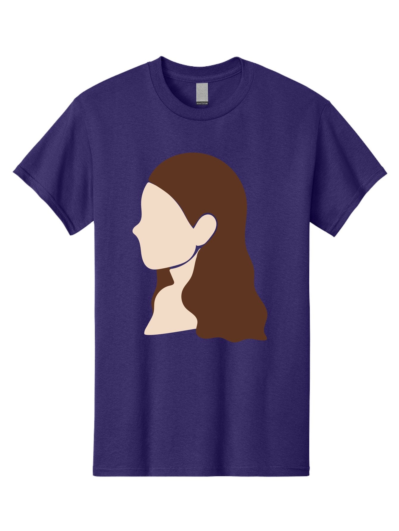 Woman-With-Long-Hair-1 Men'S Graphic Tee, 100% Cotton, Comfortable Casual Summer Wear, Machine Washable, Female Profile, Long Brown Hair, Minimalist Illustration, Simple Graphics, Profile View, Elegant Hairstyle, Digital Art, Aae079 9