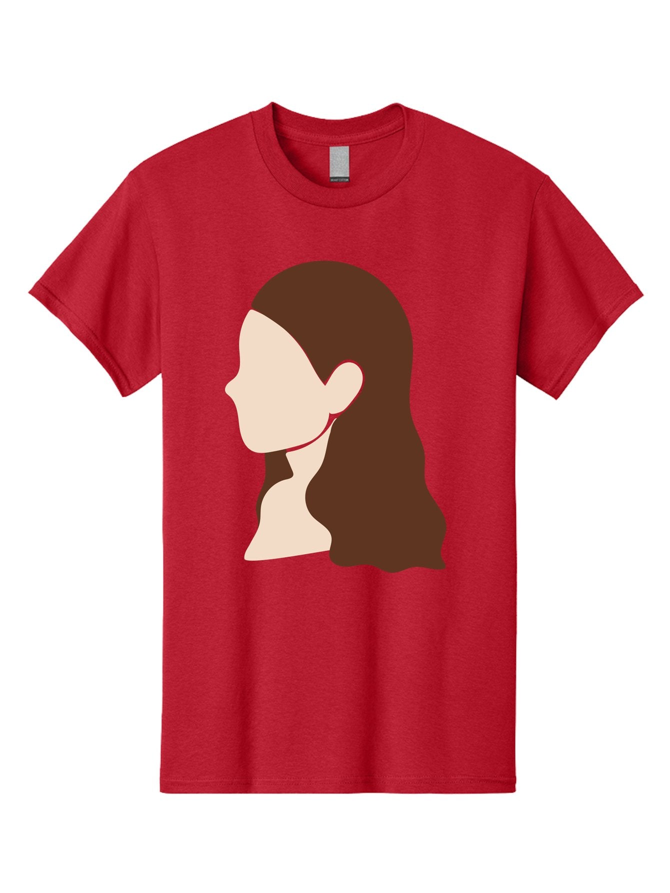 Woman-With-Long-Hair-1 Men'S Graphic Tee, 100% Cotton, Comfortable Casual Summer Wear, Machine Washable, Female Profile, Long Brown Hair, Minimalist Illustration, Simple Graphics, Profile View, Elegant Hairstyle, Digital Art, Aae079 5