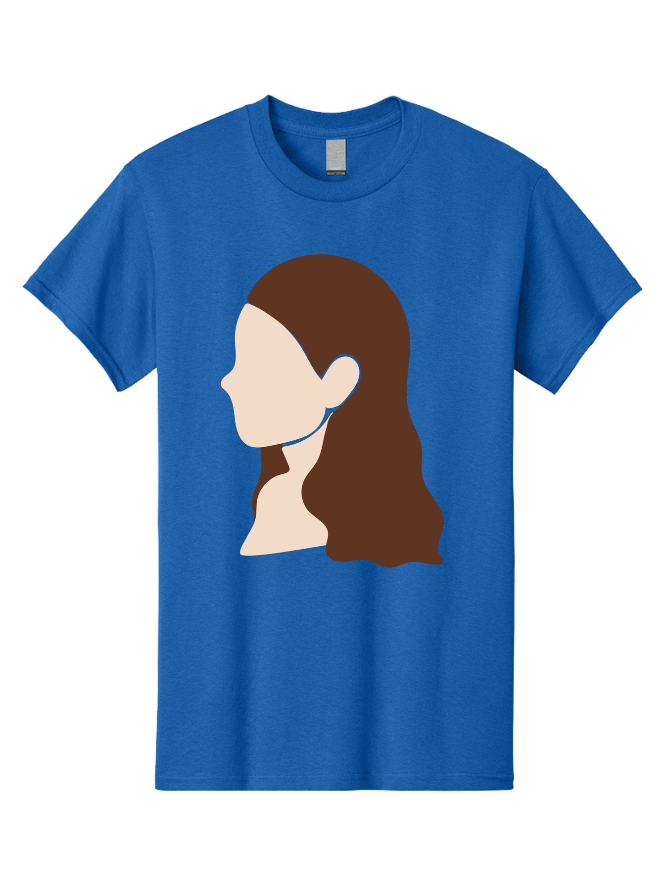 Woman-With-Long-Hair-1 Men'S Graphic Tee, 100% Cotton, Comfortable Casual Summer Wear, Machine Washable, Female Profile, Long Brown Hair, Minimalist Illustration, Simple Graphics, Profile View, Elegant Hairstyle, Digital Art, Aae079 6