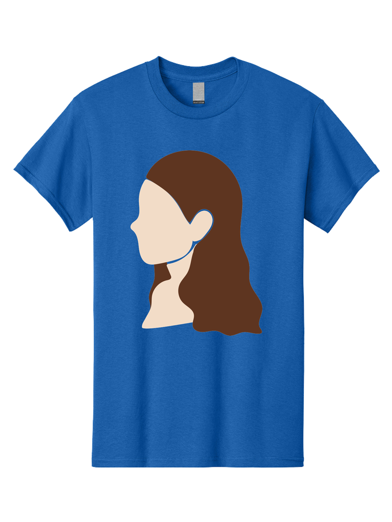 Woman-With-Long-Hair-1 Men'S Graphic Tee, 100% Cotton, Comfortable Casual Summer Wear, Machine Washable, Female Profile, Long Brown Hair, Minimalist Illustration, Simple Graphics, Profile View, Elegant Hairstyle, Digital Art, Aae079 13