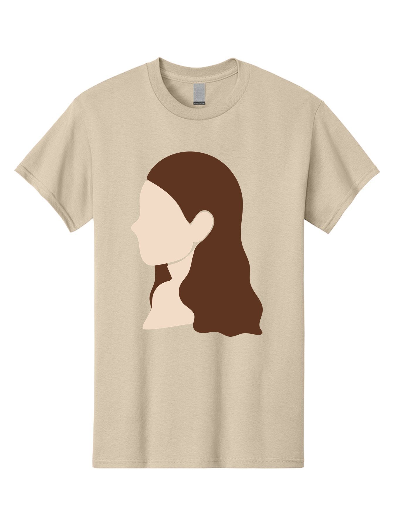 Woman-With-Long-Hair-1 Men'S Graphic Tee, 100% Cotton, Comfortable Casual Summer Wear, Machine Washable, Female Profile, Long Brown Hair, Minimalist Illustration, Simple Graphics, Profile View, Elegant Hairstyle, Digital Art, Aae079 8