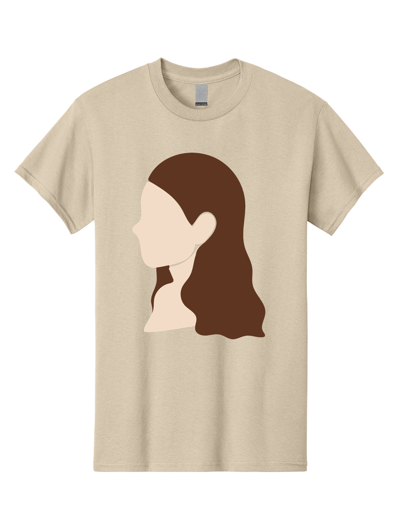 Woman-With-Long-Hair-1 Men'S Graphic Tee, 100% Cotton, Comfortable Casual Summer Wear, Machine Washable, Female Profile, Long Brown Hair, Minimalist Illustration, Simple Graphics, Profile View, Elegant Hairstyle, Digital Art, Aae079 11